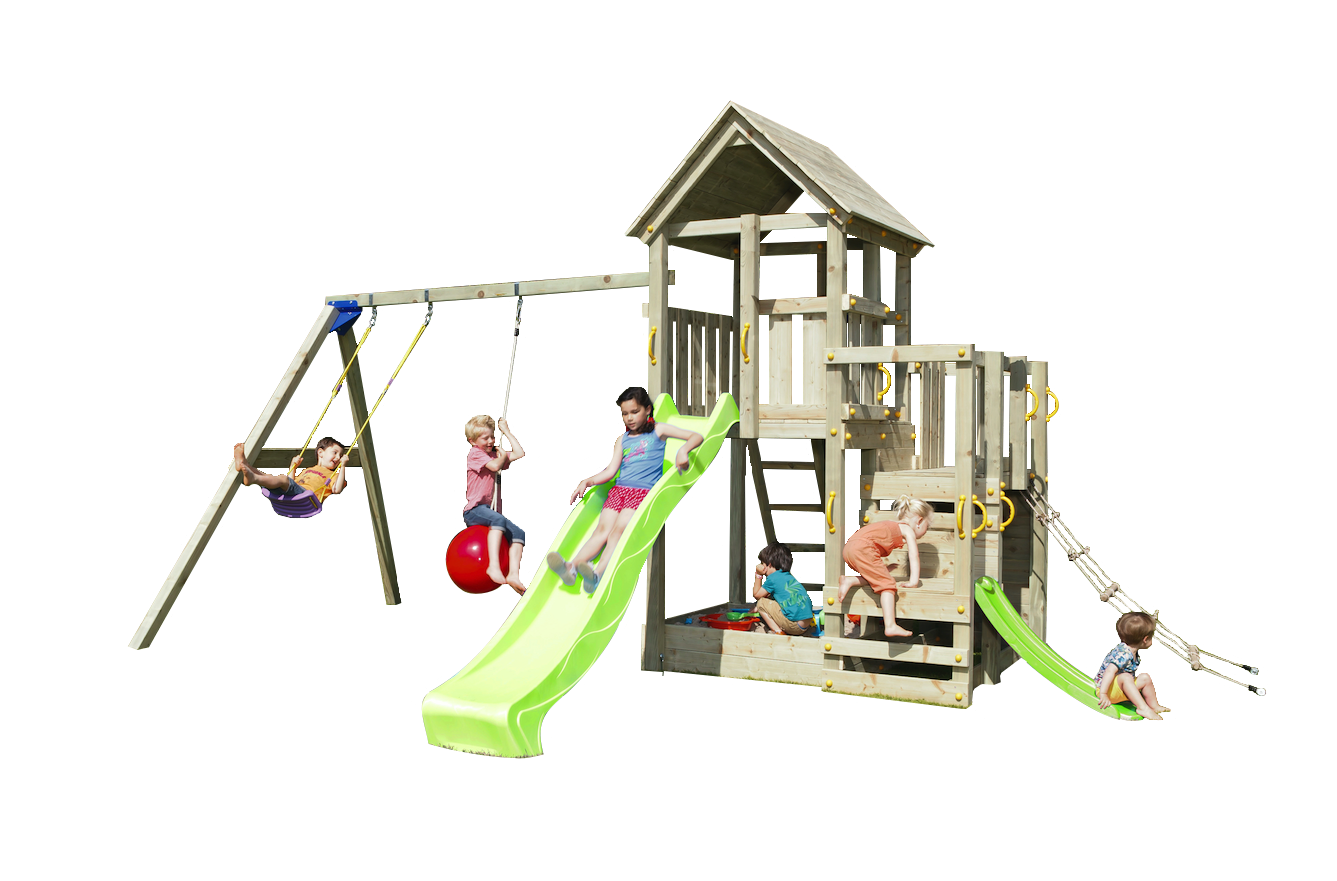 Blue Rabbit Penthouse Speeltoren met groene Glijbaan