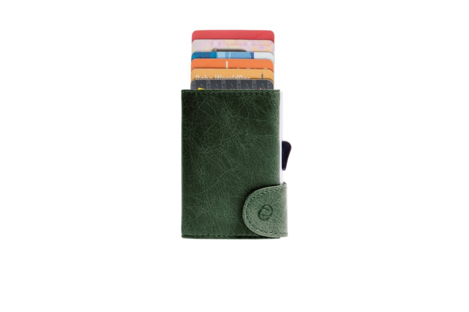 C-Secure Kaarthouder/Portefeuille Leder 4-7 Kaarten - Green
