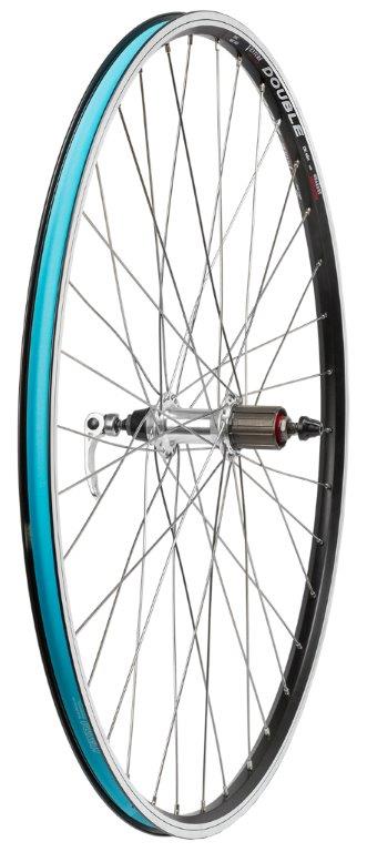 Achterwiel 26x1.75" Dubbelkamer Zwarte Velg Inox Spaak 559-19 Cassette