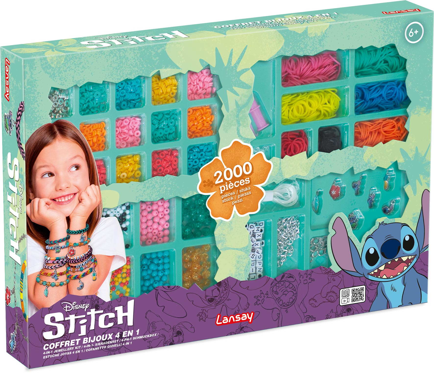 Disney Stitch Coffret Bijoux 4 en 1, Juwelen koffer 4 in 1