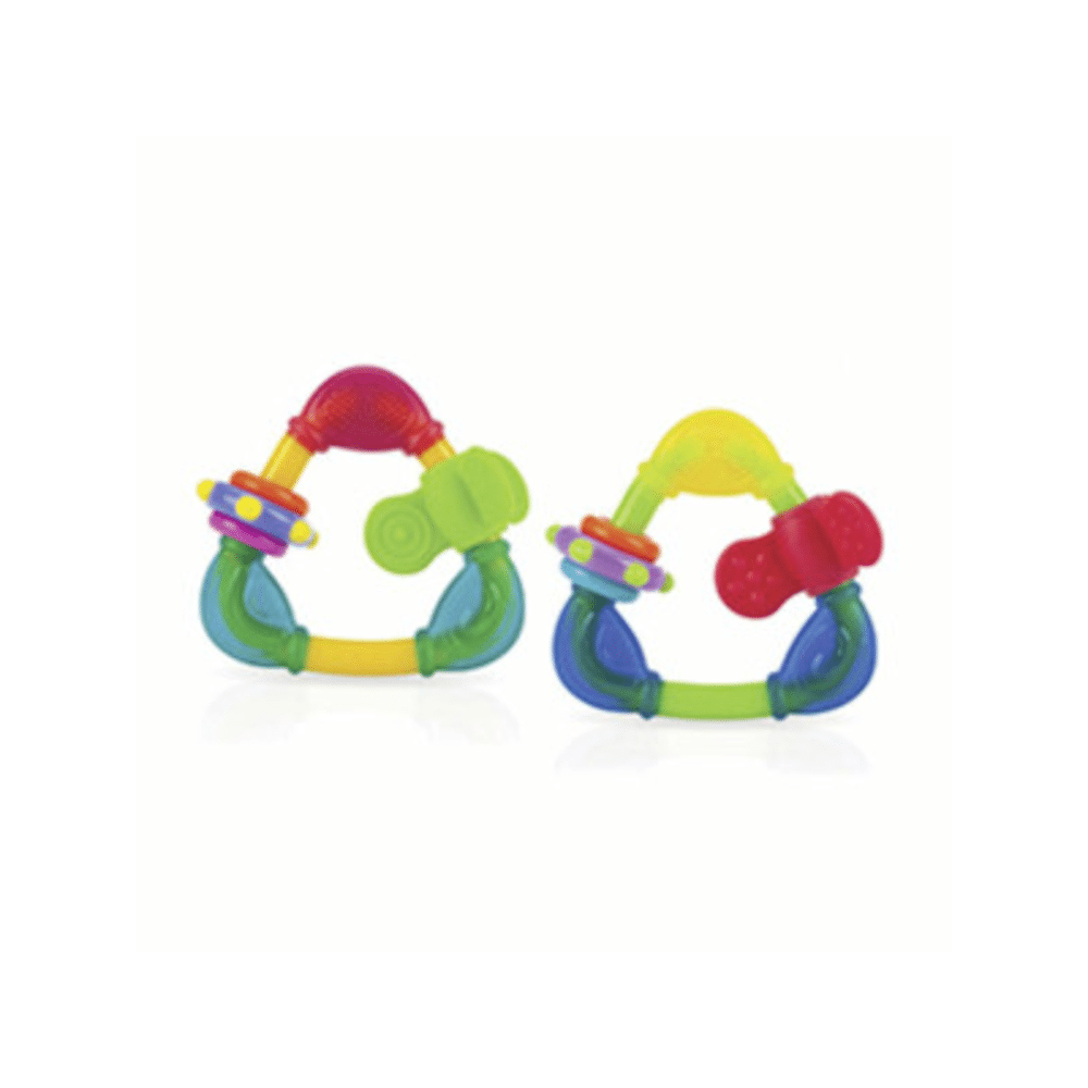 Nuby Bijtring Triangle HardISoft assorti KLEUR