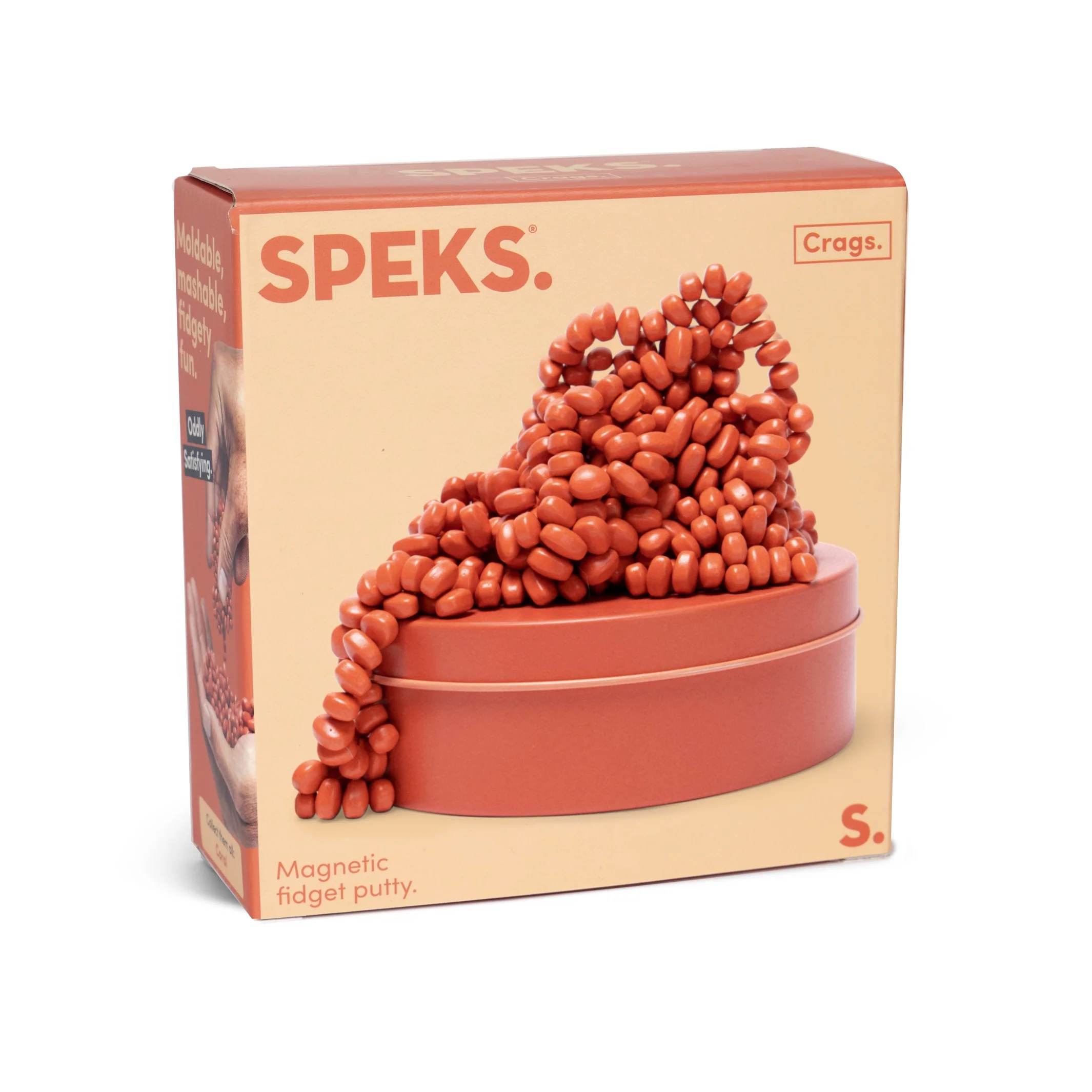 Speks Crags Magnetic Fidget Putty Matte Coral - 9.5x9.5x3.8 cm - Rare Earth Magnets