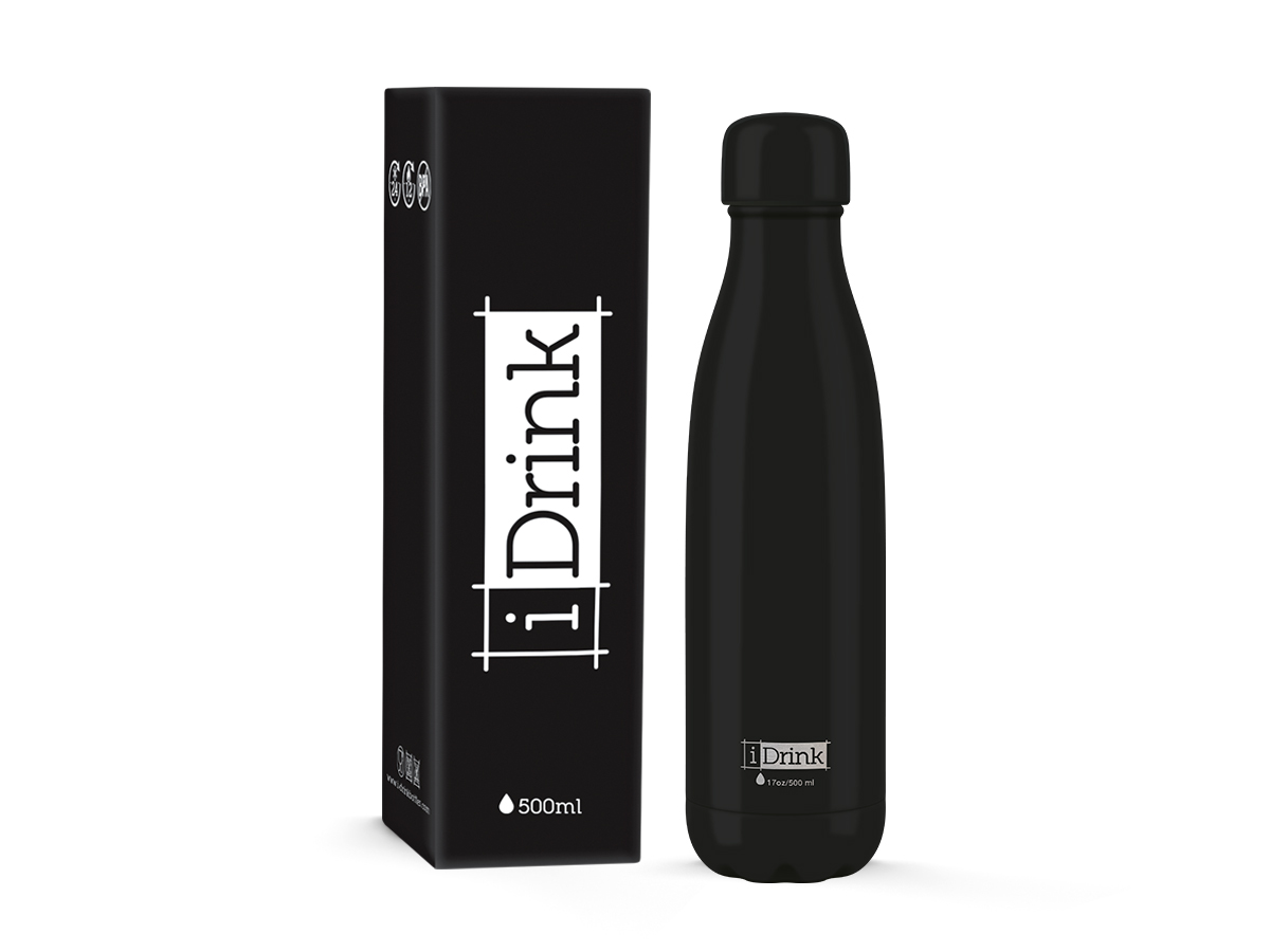 I-Drink Isoleerfles Zwart 500ml