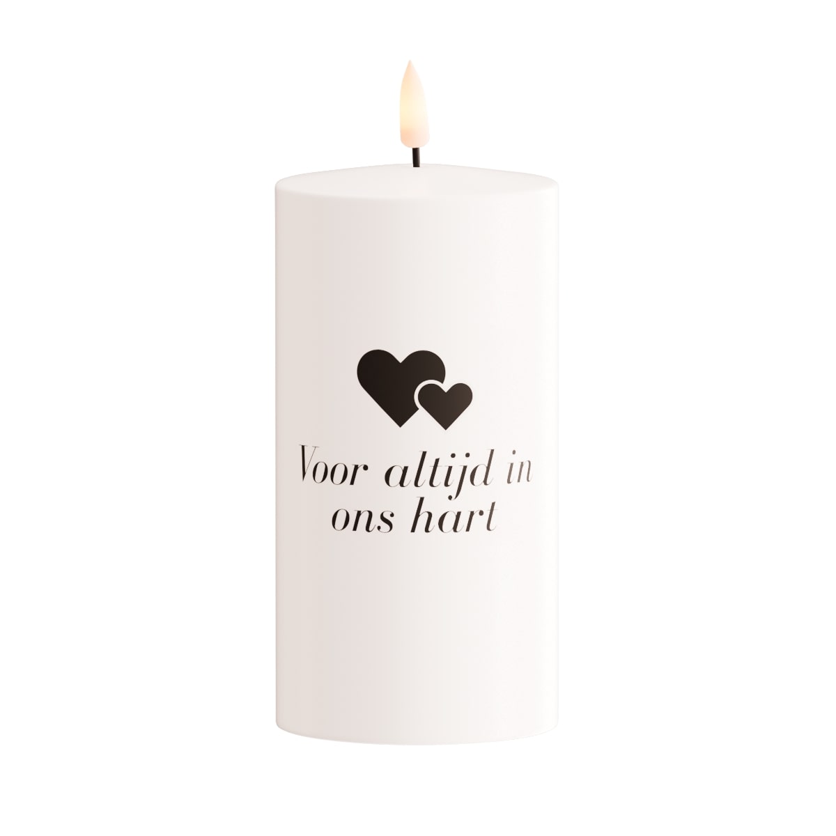 LED Grafkaars Delight Heart - Voor Altijd In Ons Hart - 7.5x15 cm - Wit - op Batterijen (excl.)