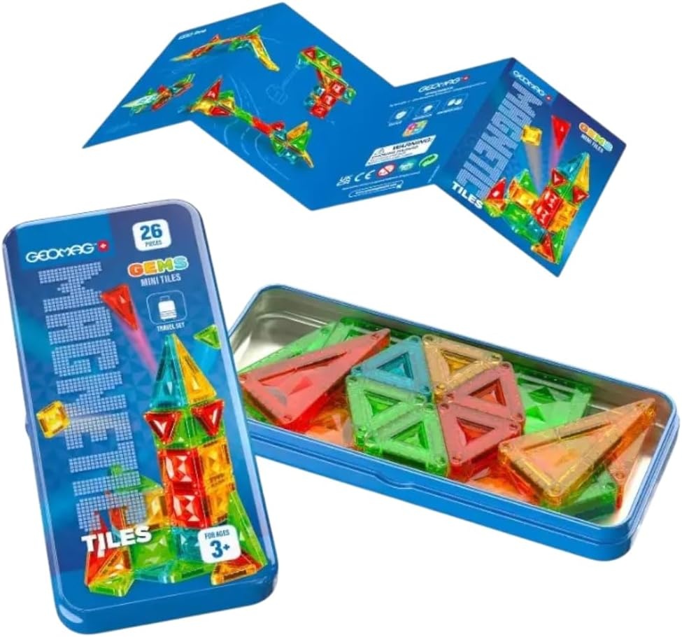 Geomag Magnetic Tiles Mini 26 Travel set, metalen doosje