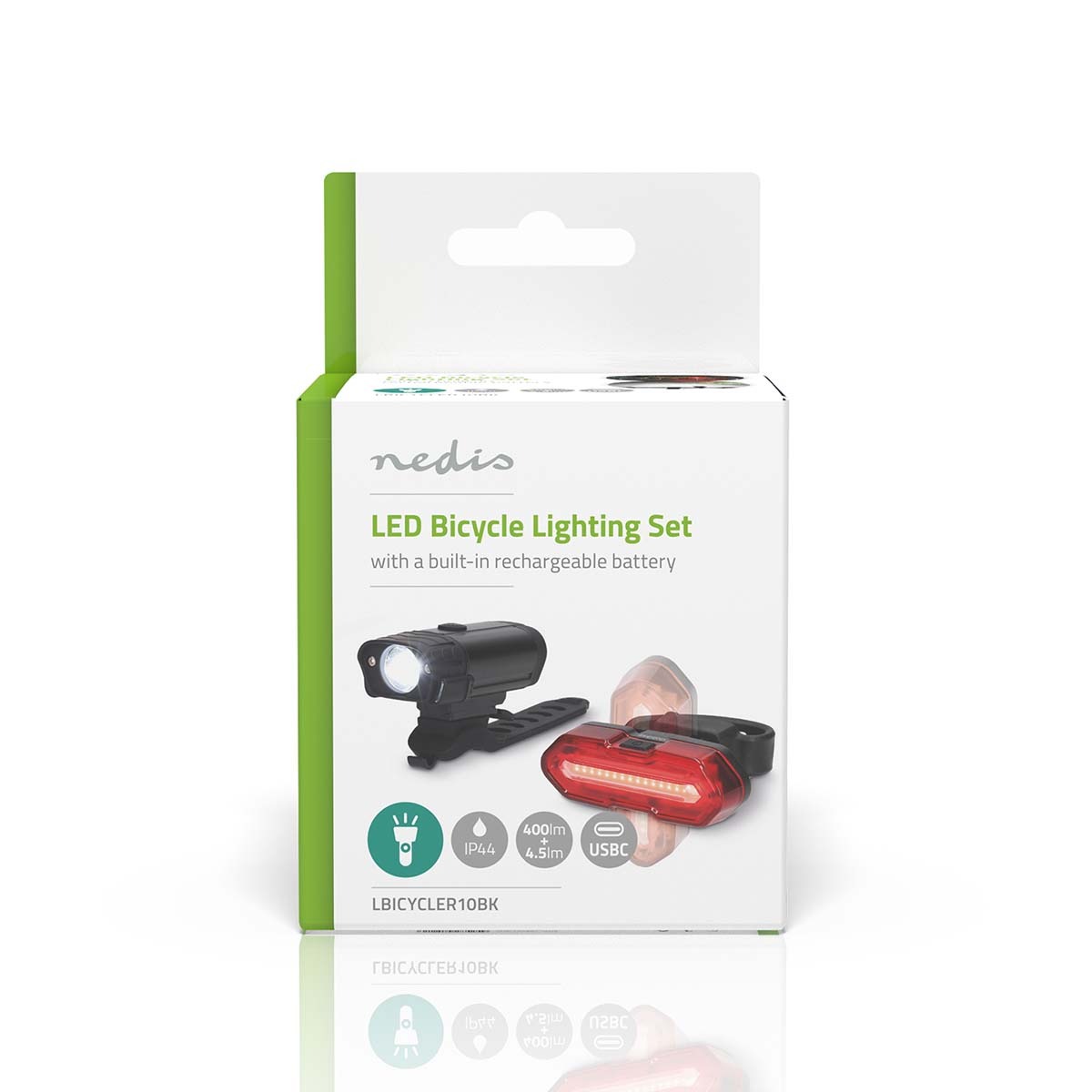 Nedis Fietslamp Voor-Achter Oplaadbaar USB-C 400 Lumen