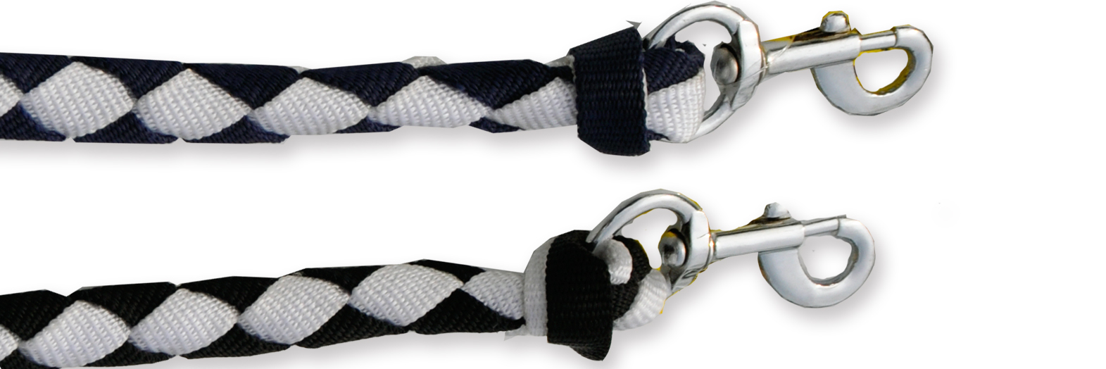 AMERIK. LEIDKOORD DRAAIENDE KARABIJN 2.5M - BLAUW/WIT