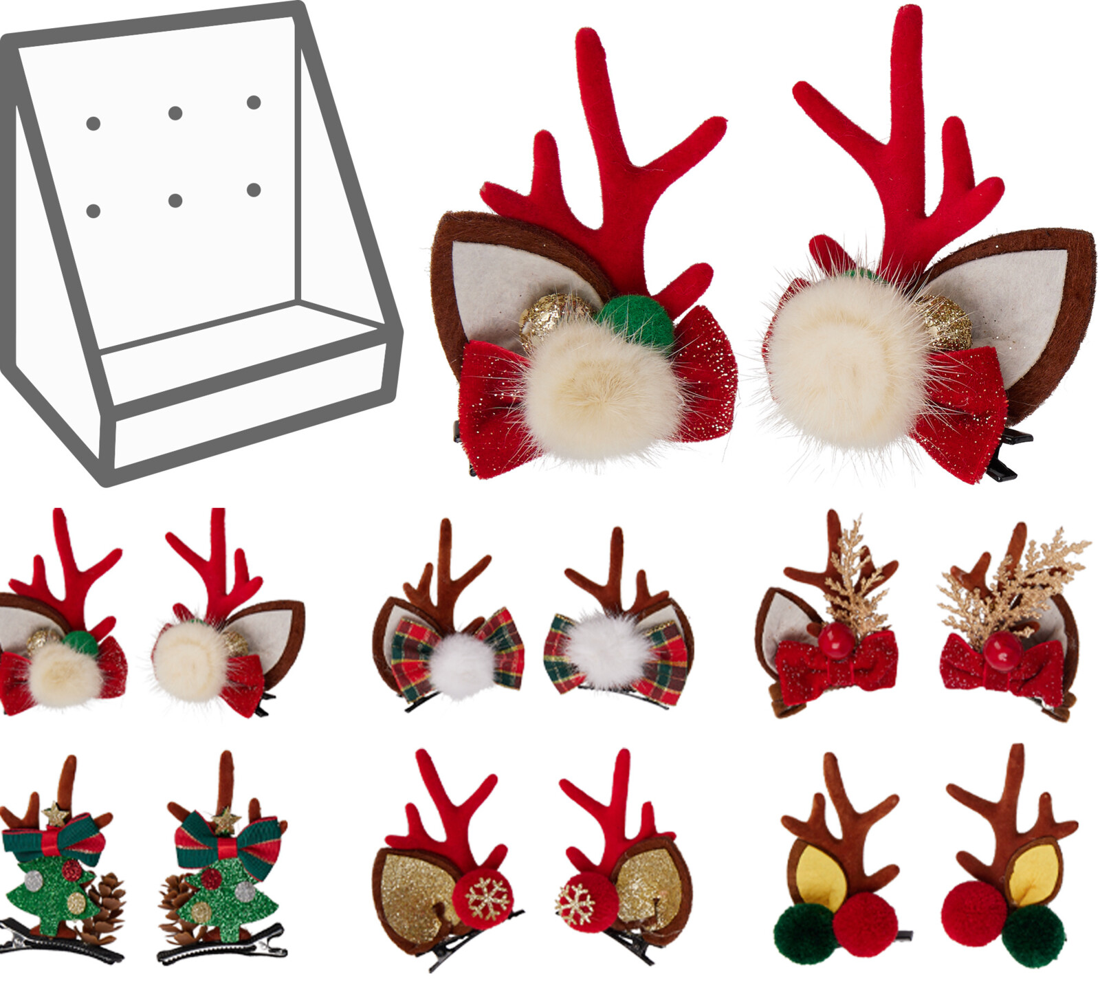 Haarclip Rendier set 2 stuks - assorti - prijs per set