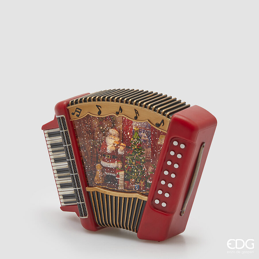 EDG Accordeon met Kerstman 26x7.7x19 cm - met Beweging & Muziek