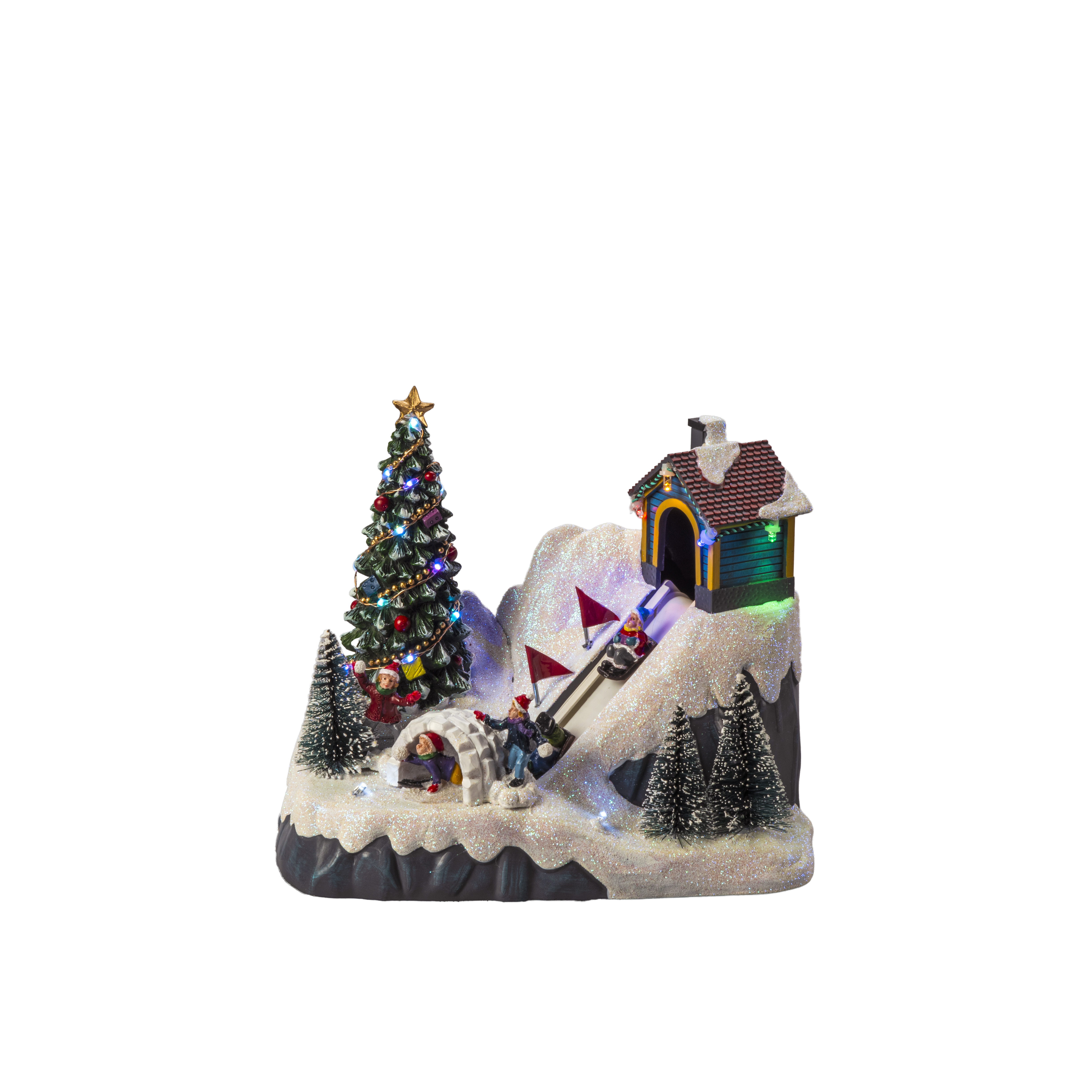 Konstsmide LED Skipiste met Muziek - 21.5x17 cm - 19 leds - Multicolor - op Batterijen (excl.) of USB