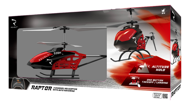 Revolt Raptor XL Helikopter 33 cm, 3 kanalen, 2.4 GHz, 3.7 V. USB laden