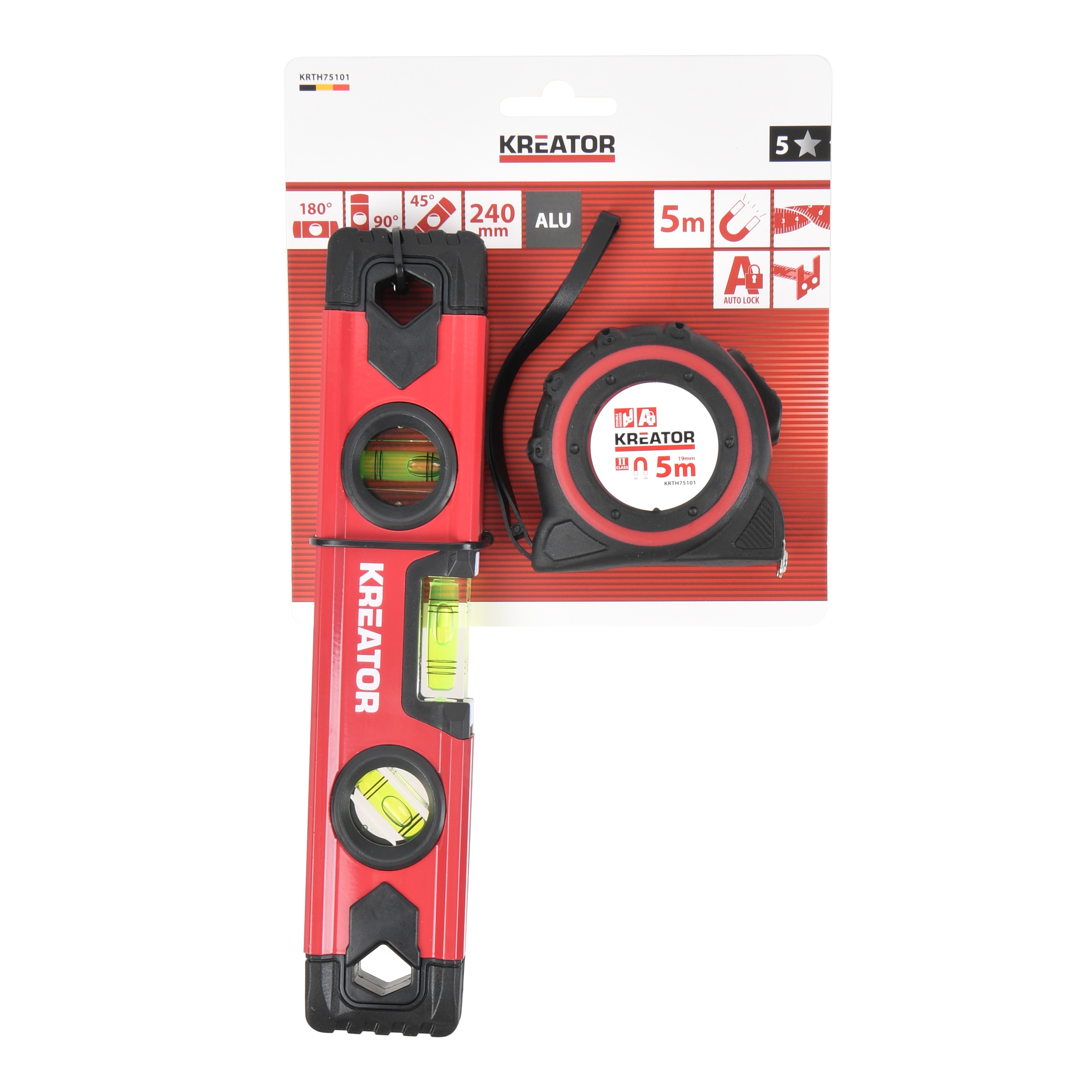 Kreator Torpedo Waterpas 240mm + Rolmeter 5m