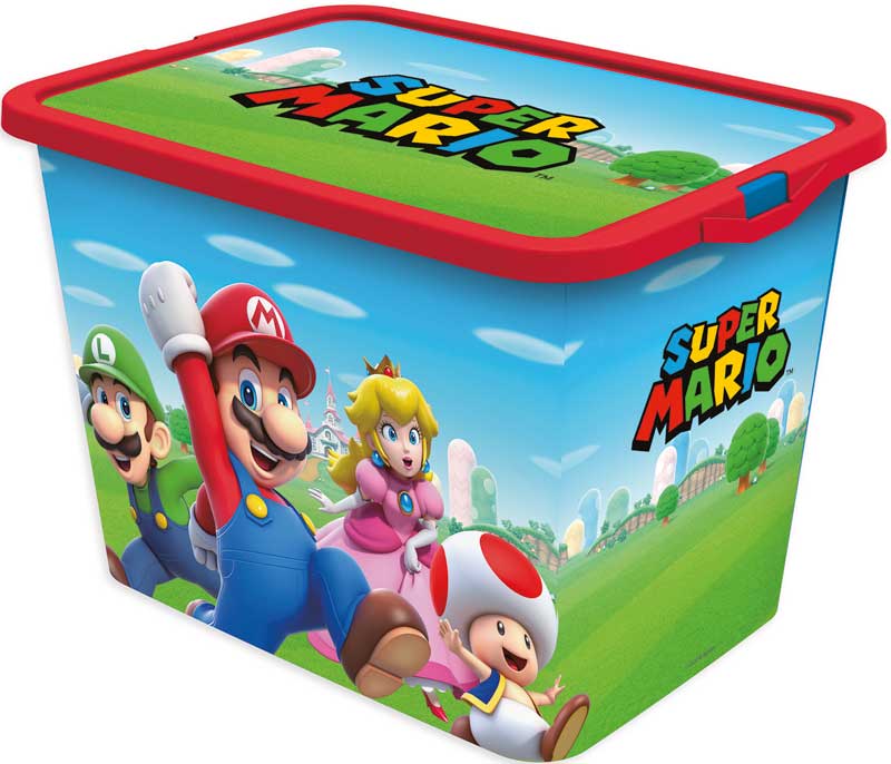 Mario Bros Opbergbox 23 l 38x28x27 cm - met Deksel en Clipsluiting
