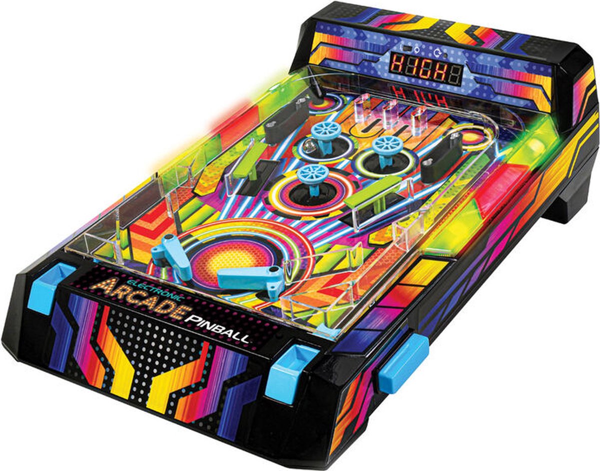 Arcade Pinball, Flipperkast Neon 43 cm, Elektronisch met bumpers, licht en geluid