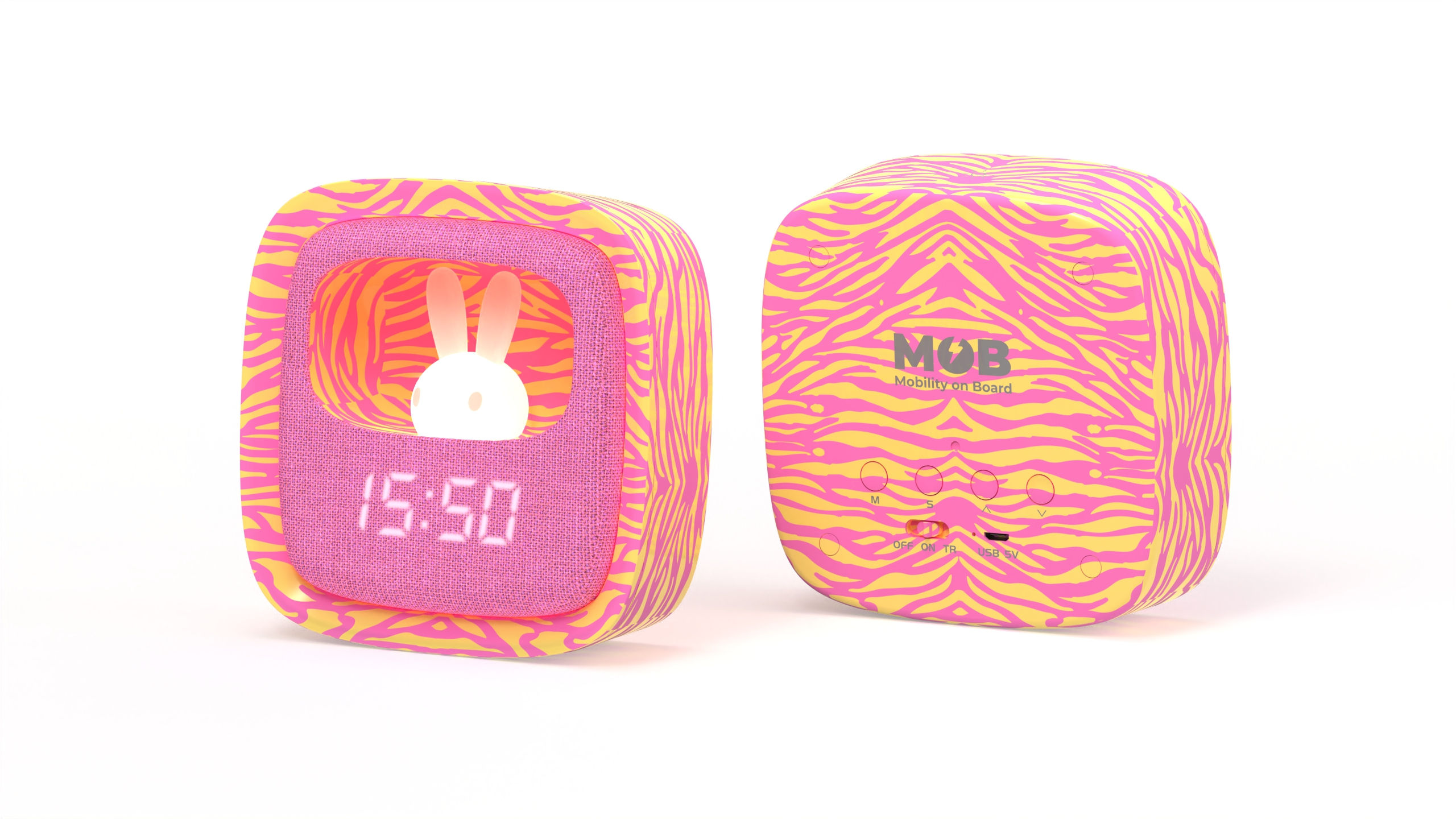 MOB Billy Wekker Pink Zebra met Nachtlamp