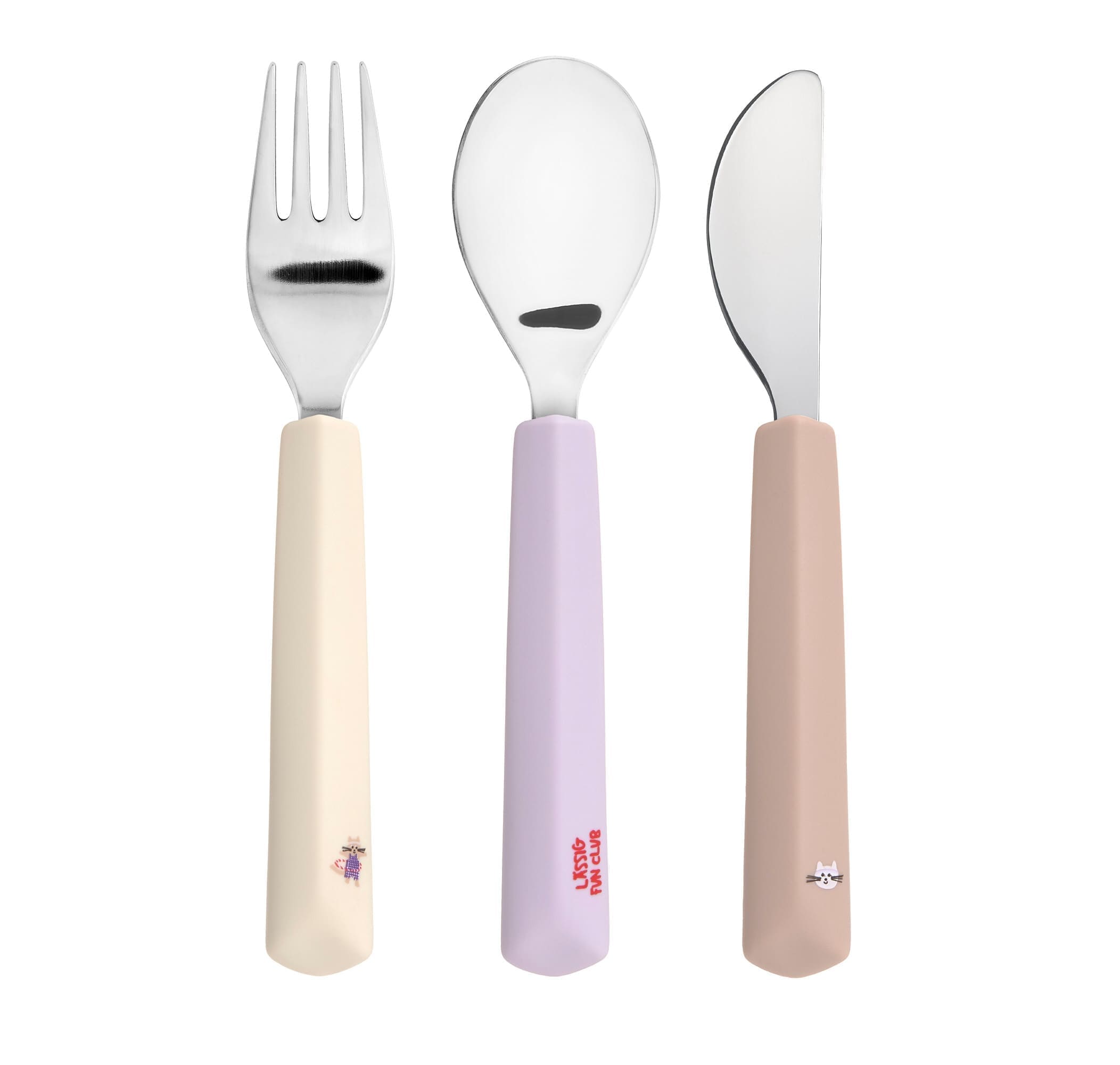 Lässig Bestek met Silicone Handvat Tiny Team Cat - 3 stuks
