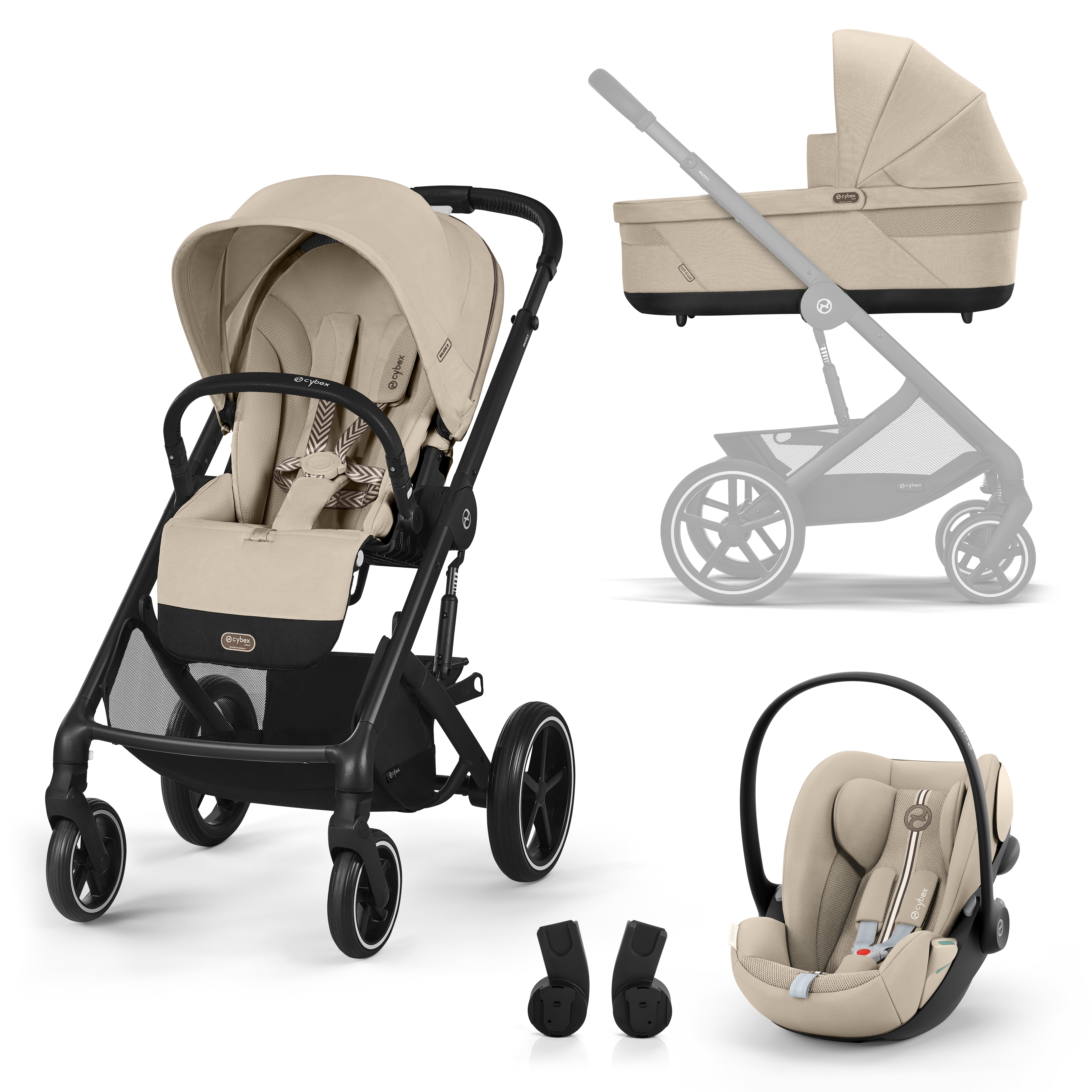 Cybex Kinderwagen Balios S Lux Plus +Autostoel Cloud G+Adapters Almond Beige