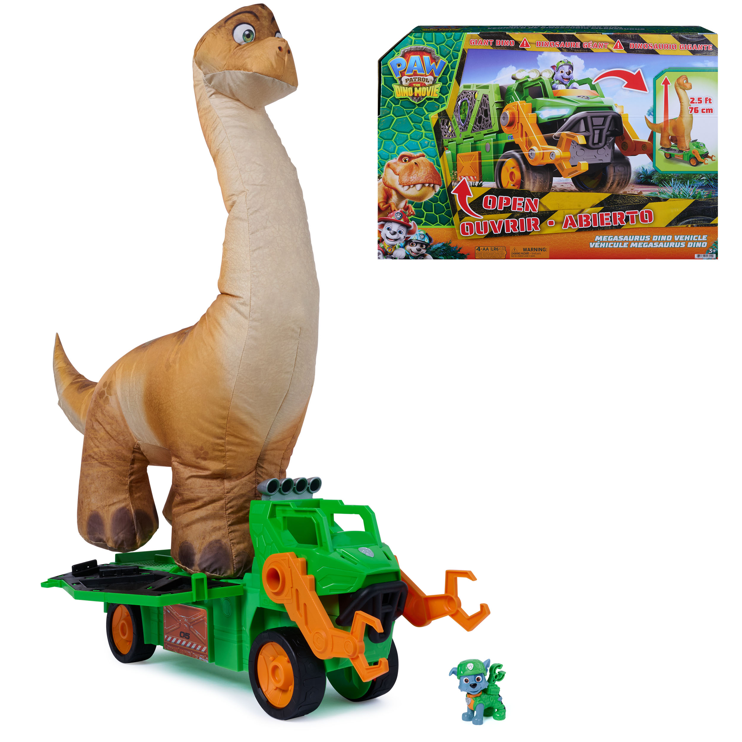 Paw Patrol - Dino Movie - Magasaurus voertuig met opblaasbare Dino 76 cm