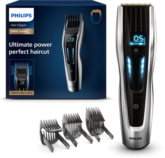 Philips Tondeuze Serie 9000, Haartrimmer, Dual Cut, digitala regeling snijhoogte,