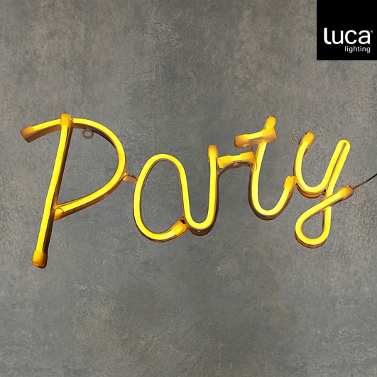 Luca Lighting Neon Light LED Party Geel 38x19.5 cm - 120 leds - op Batterij - met Timer