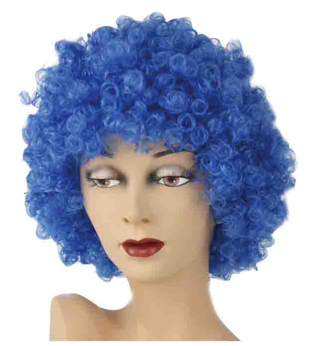 Pruik Krullebol Blauw