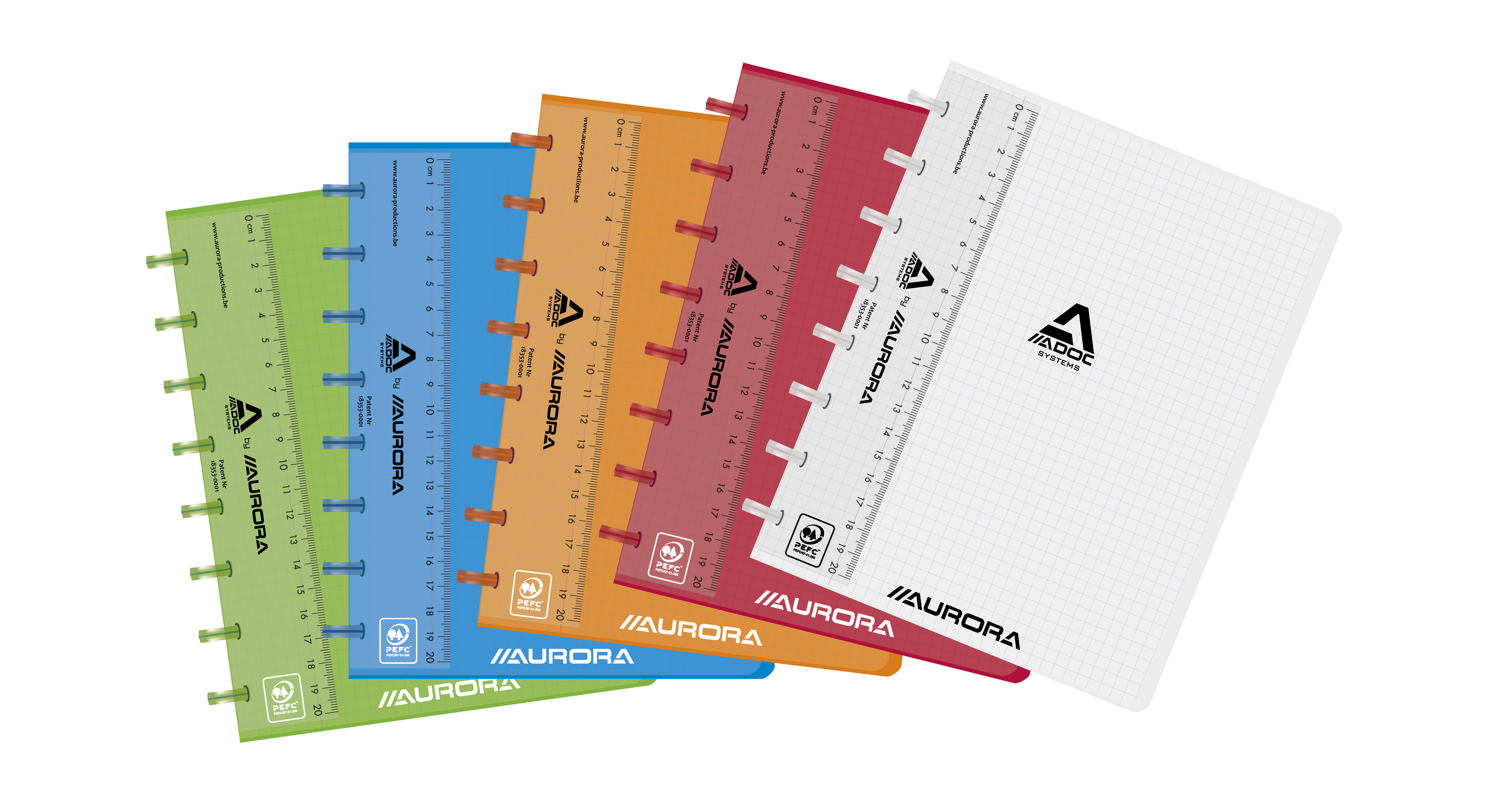 ADOC Pap-Ex Book Colorlines A5 144 pag. Geruit 90 g - Ringschrift - PP - assorti - Prijs per Stuk