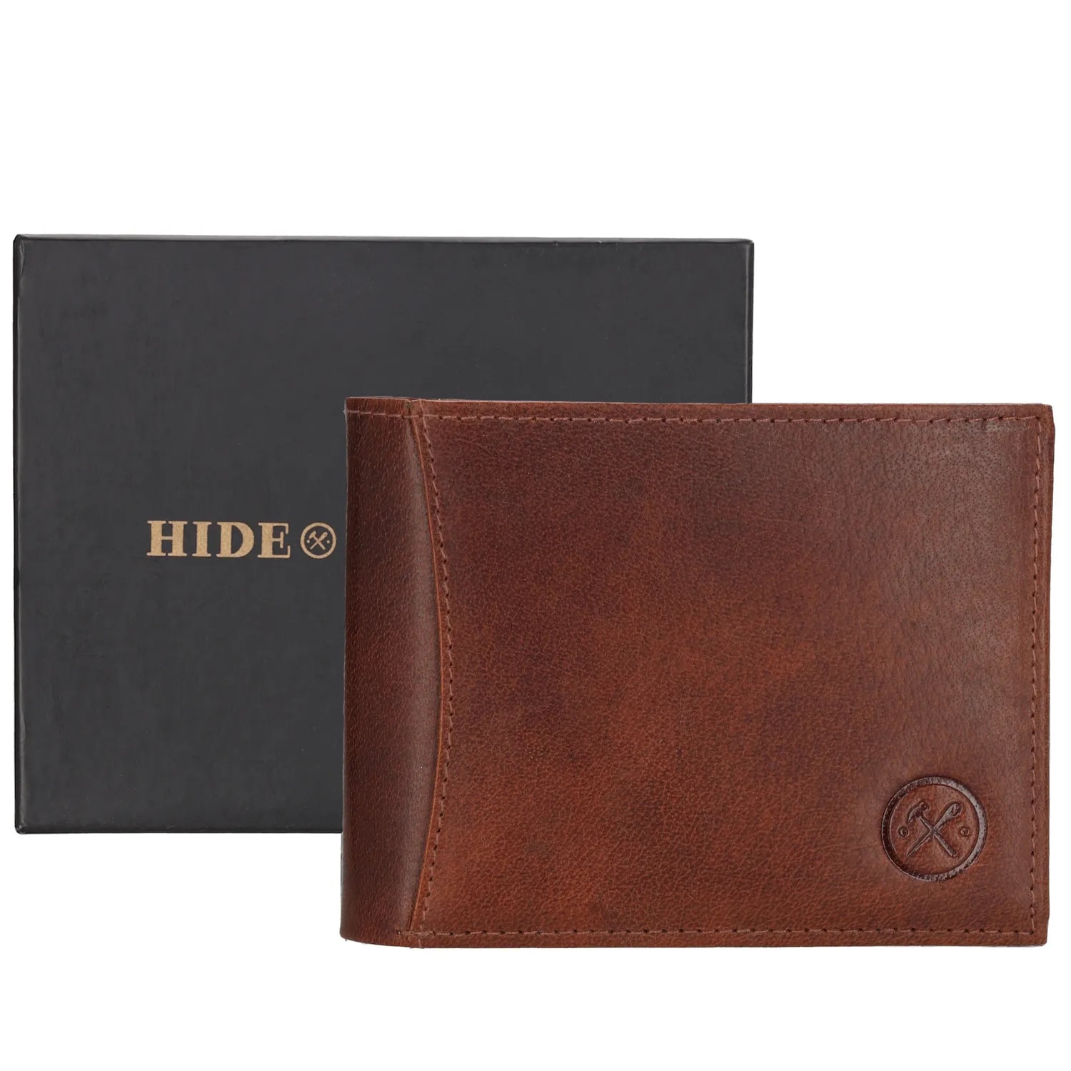 Hide & Stitches Portemonnee TK 9x12x2 cm - Bruin - Leder
