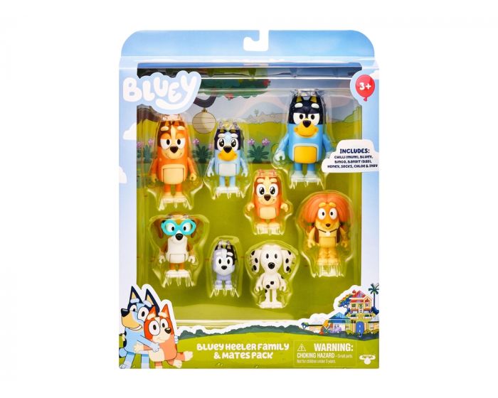 Bluey Heeler Family & Mates pack met 8 figuren