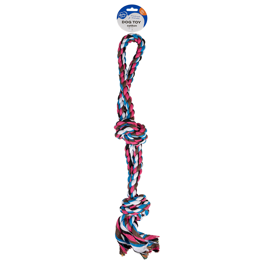 DuvoPlus Katoen Flostouw 2 Knopen Dubbel 50 cm