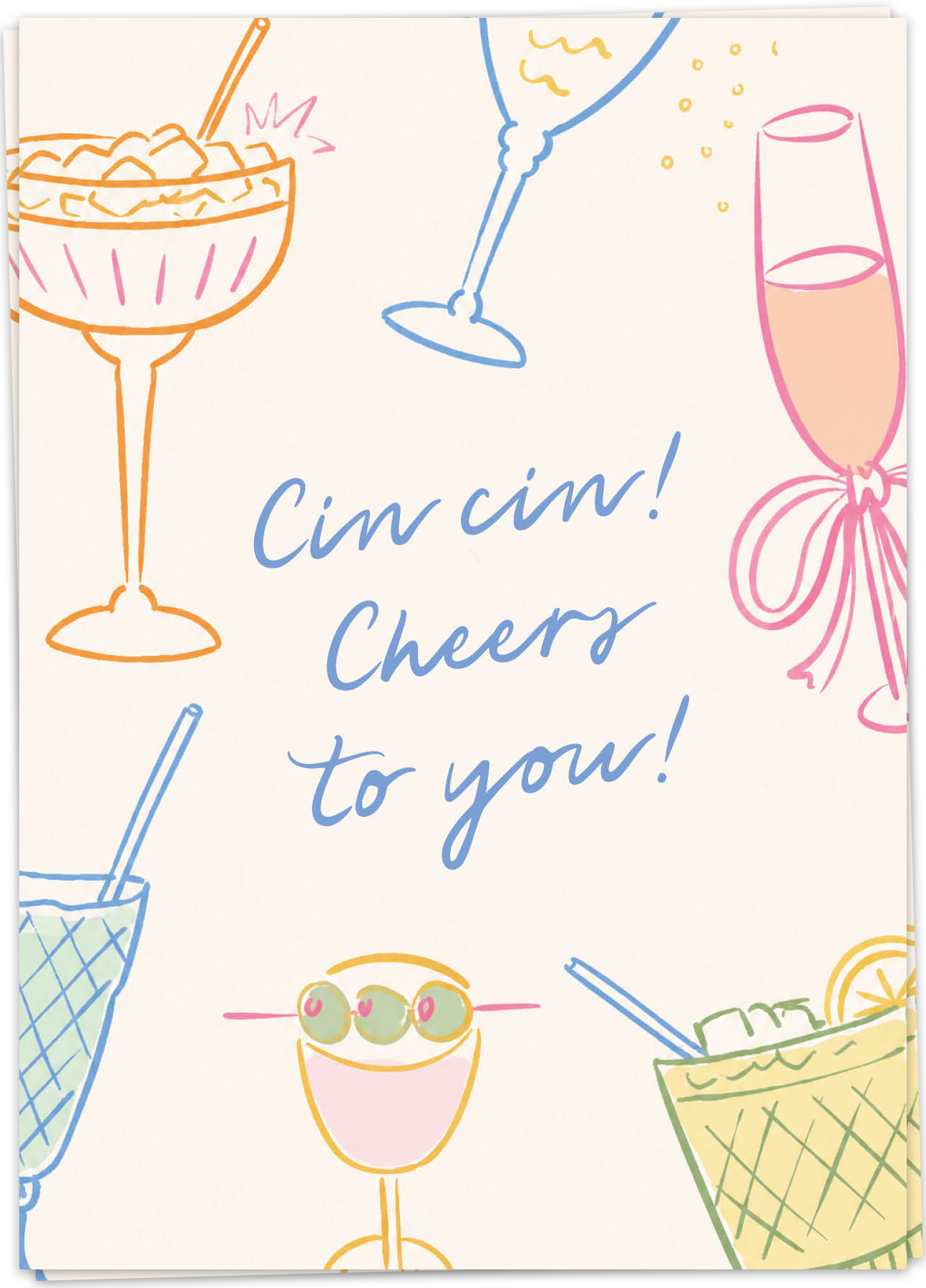 Kaart Blanche Wenskaart Cin Cin Cheers