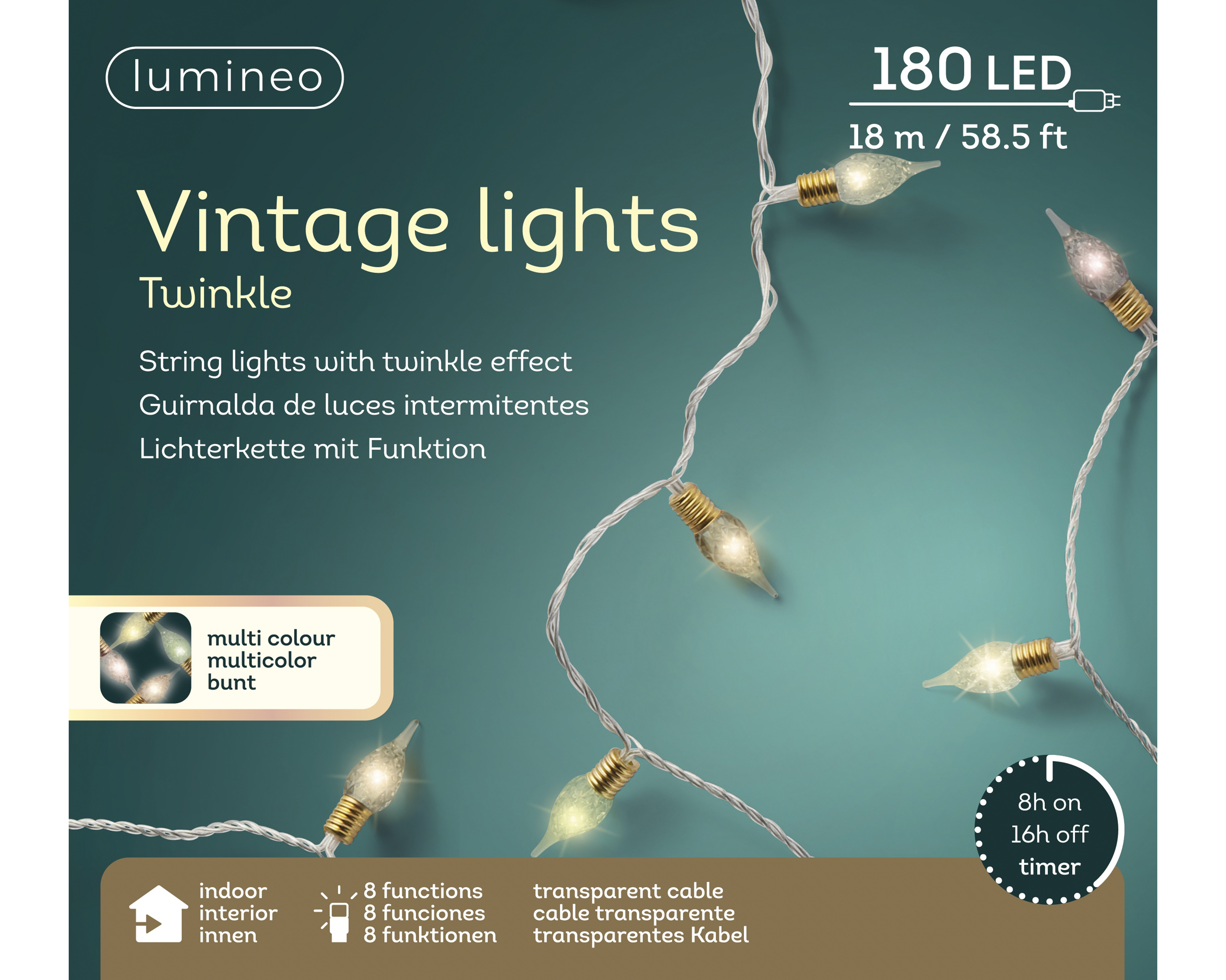 Kerstverlichting LED Vintage 1790cm - 180 leds - Warm White/Classic Warm/Pink - Indoor