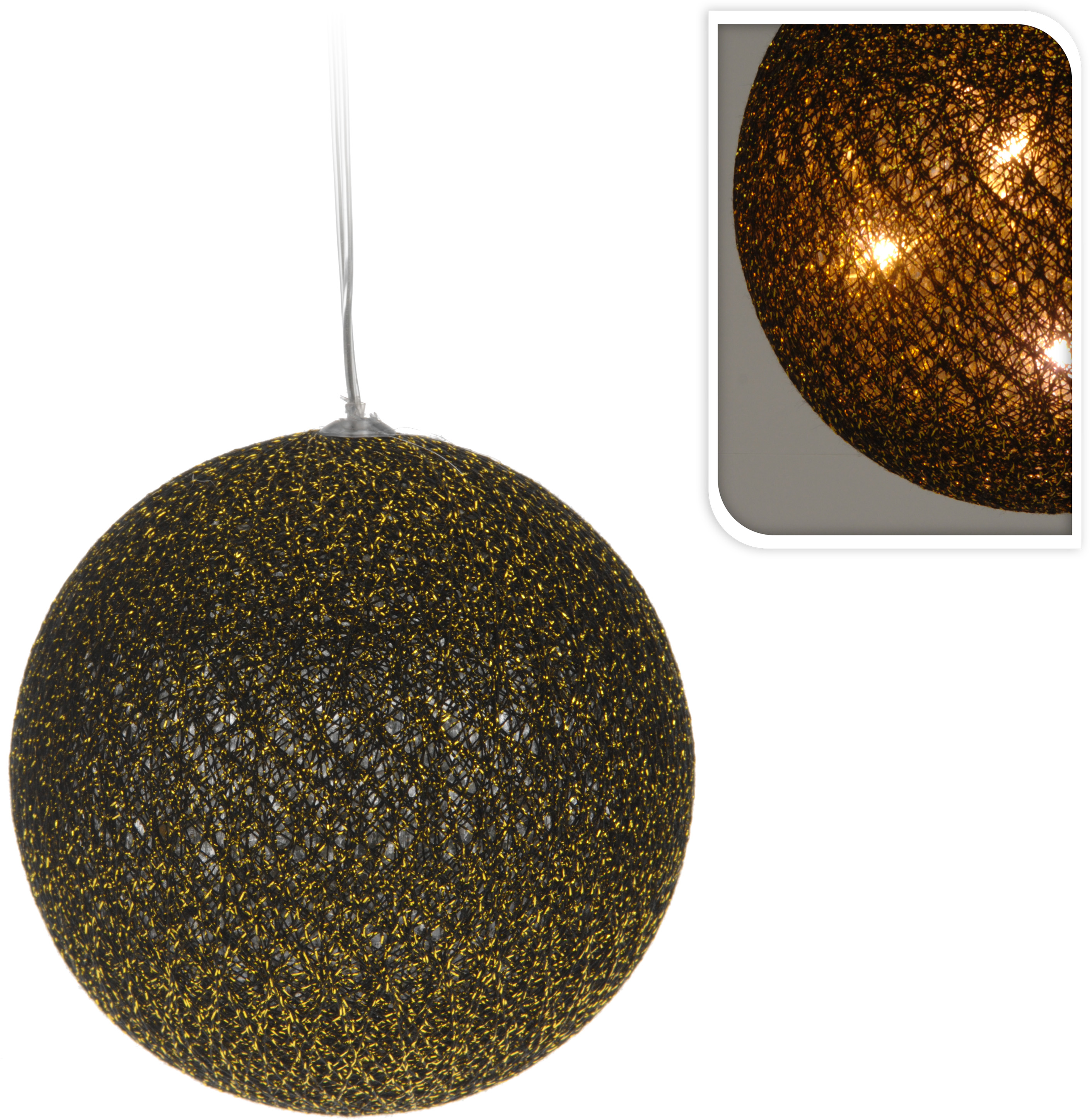 Bal LED Wit Raffia 10cm - Warm Wit
