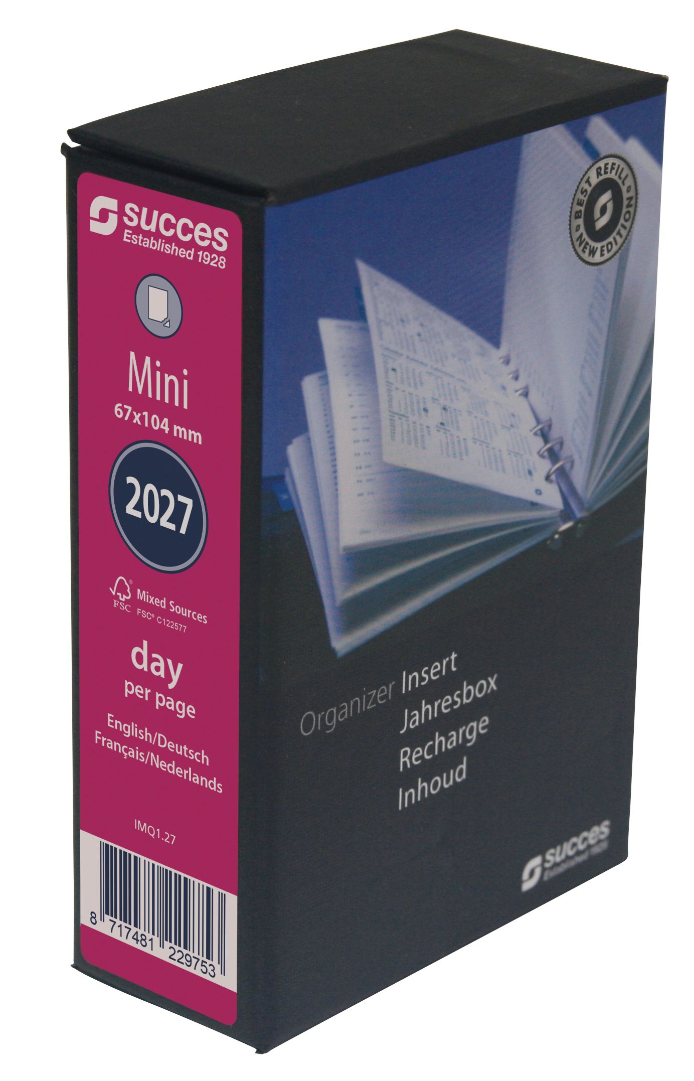 Succes Agenda Inhoud 2027 Mini 1dag/pag Internationaal Wit