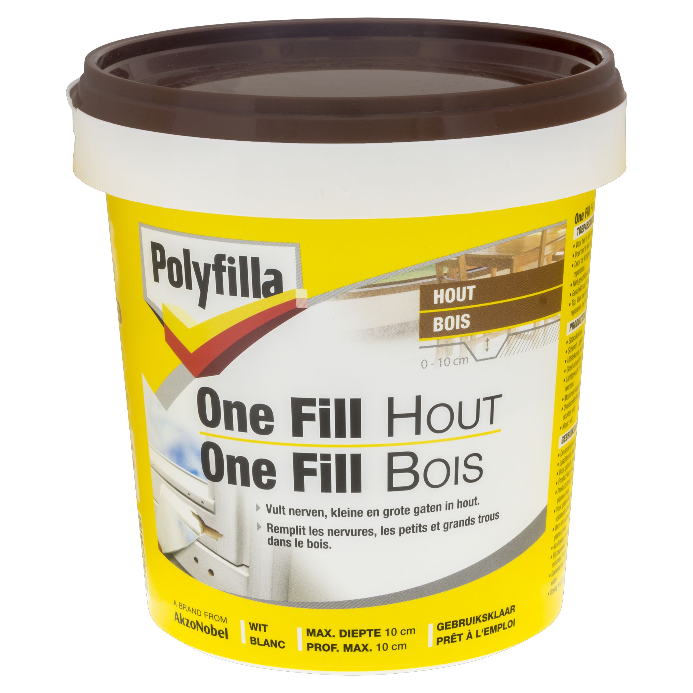 Polyfilla One-Fill Vulmiddel Hout 500 g Wit