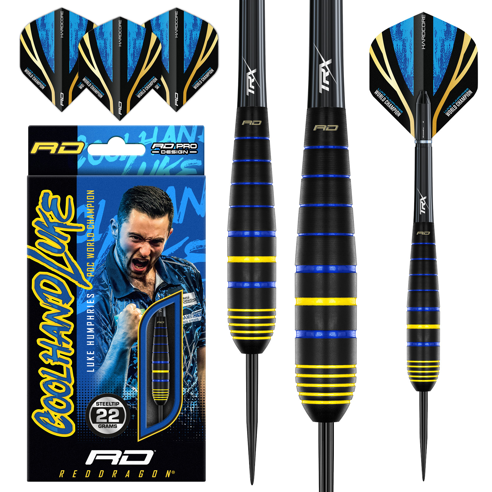 Red Dragon Luke Humphries World Champion Dartsset 3 stuks - 22g