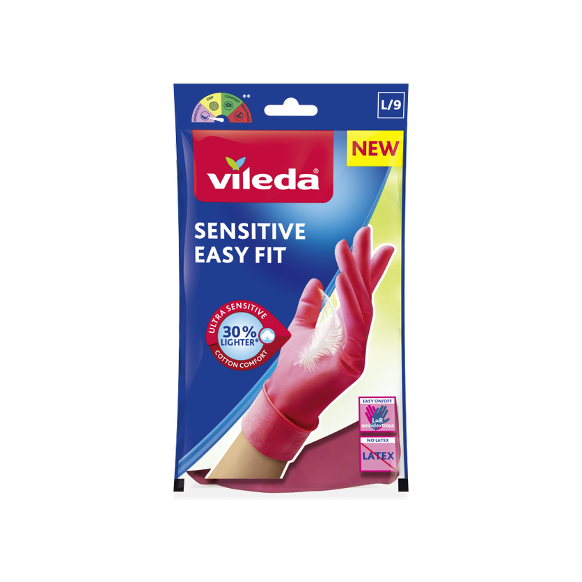Vileda Handschoenen Sensitive Easy Fit L - 1 Paar - Extra Dun voor Beter Gevoel
