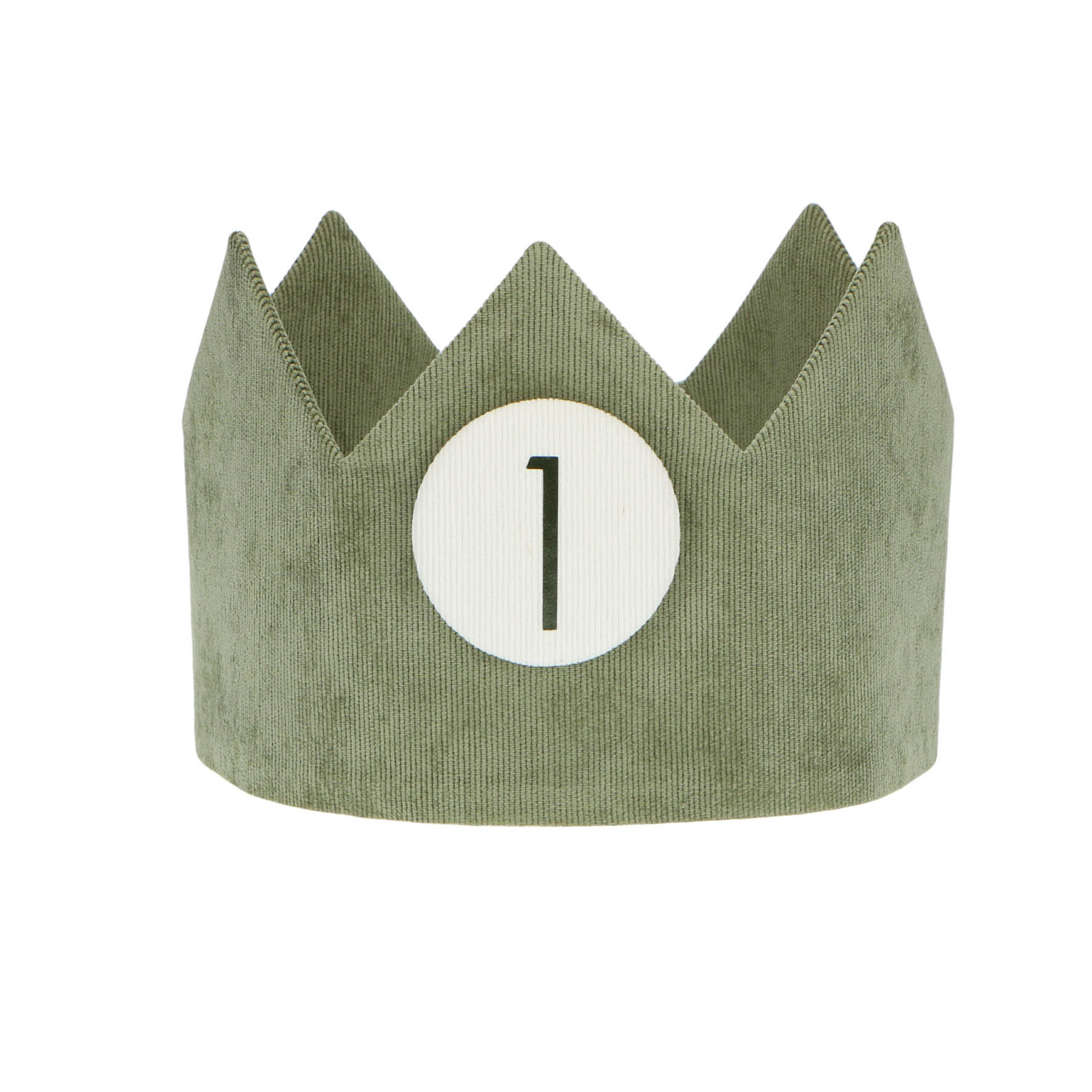 Verjaardagskroon Polly Corduroy Khaki met Cijferbutton 1 en 2