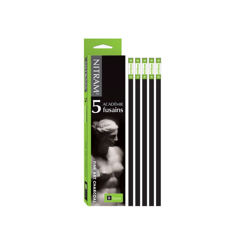 Nitram Houtskool Académie Fusains B Soft 5 stuks