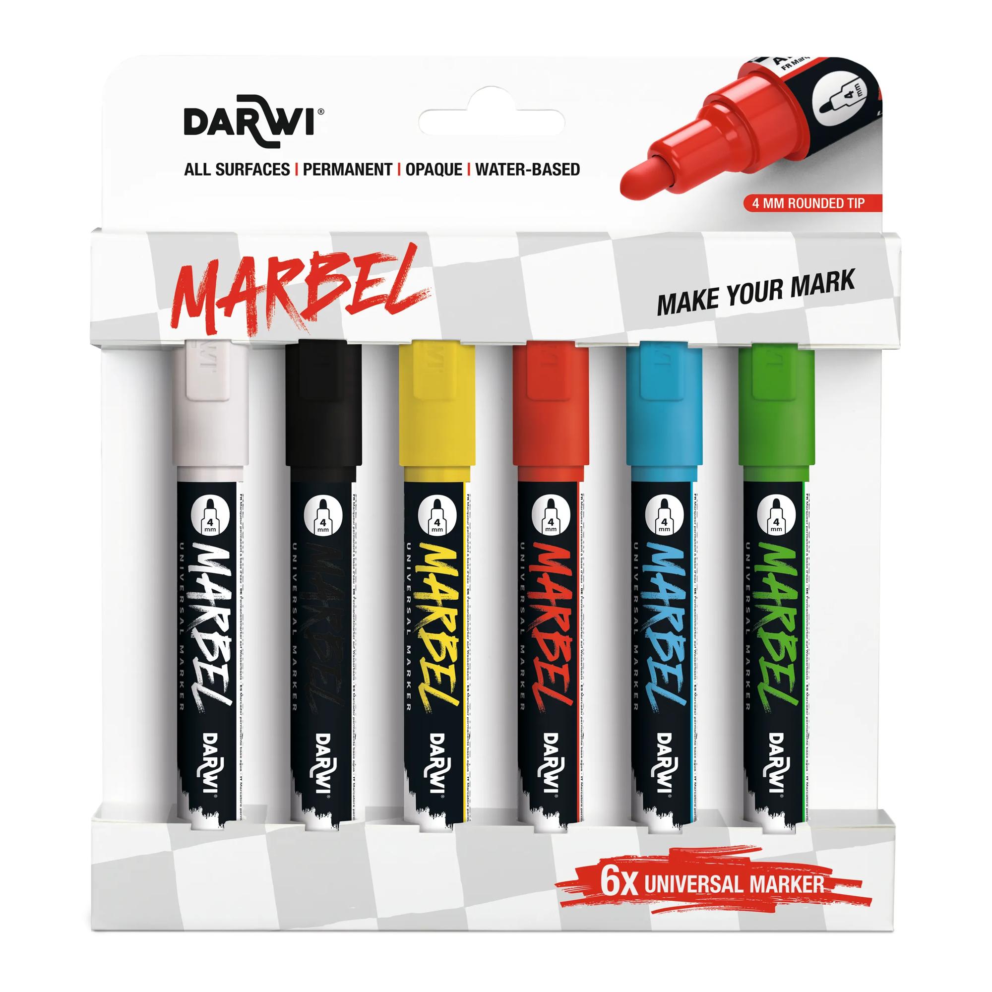 Darwi Marbel Marker 4mm Primair set van 6