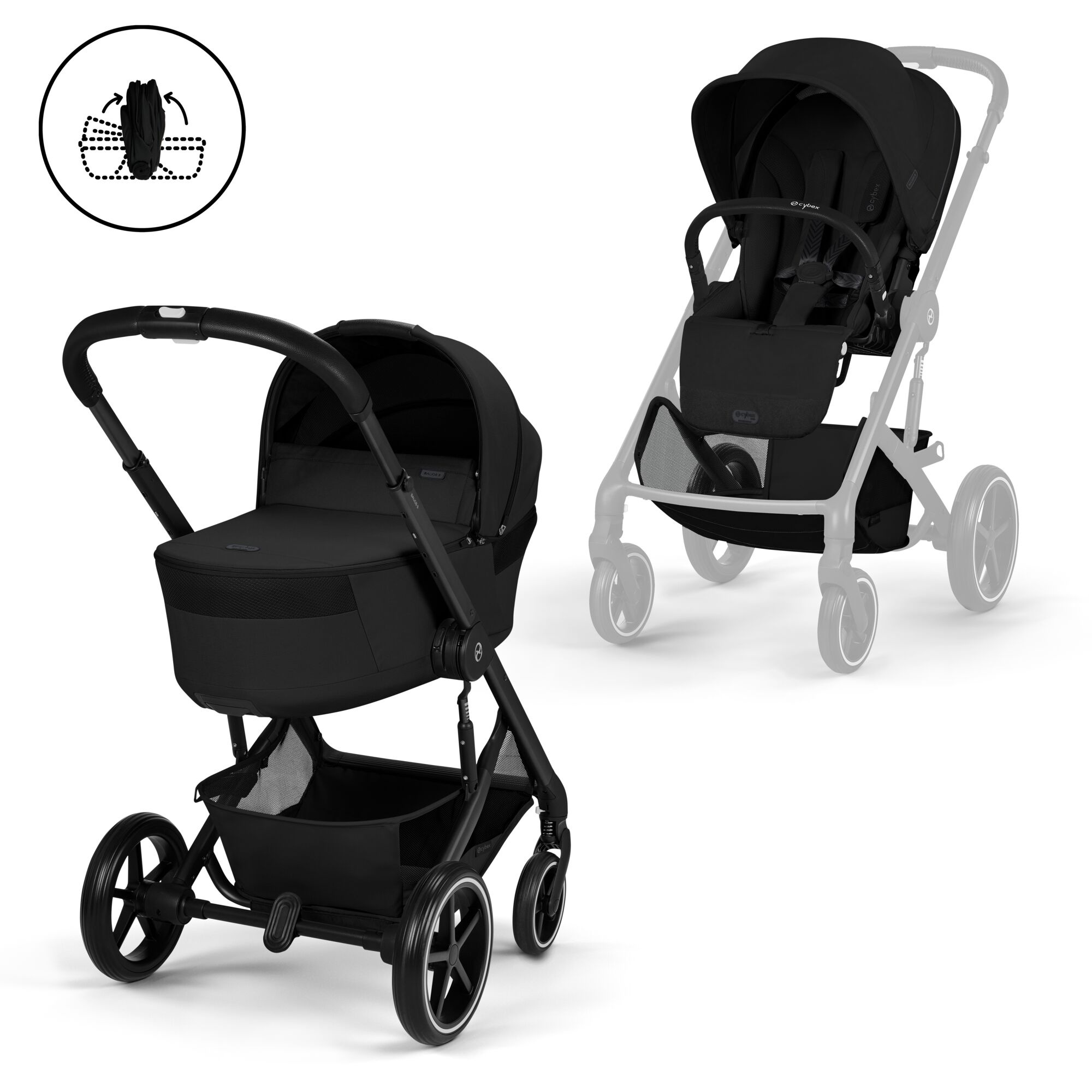 Cybex Kinderwagen Balios S Lux Draagmand opvouwbaar Moon Black