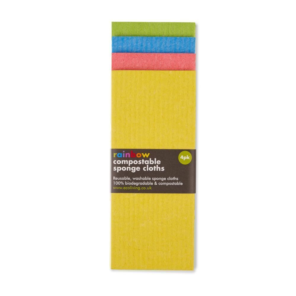 Eco Living Sponsdoekjes Composteerbaar 4 stuks - Rainbow