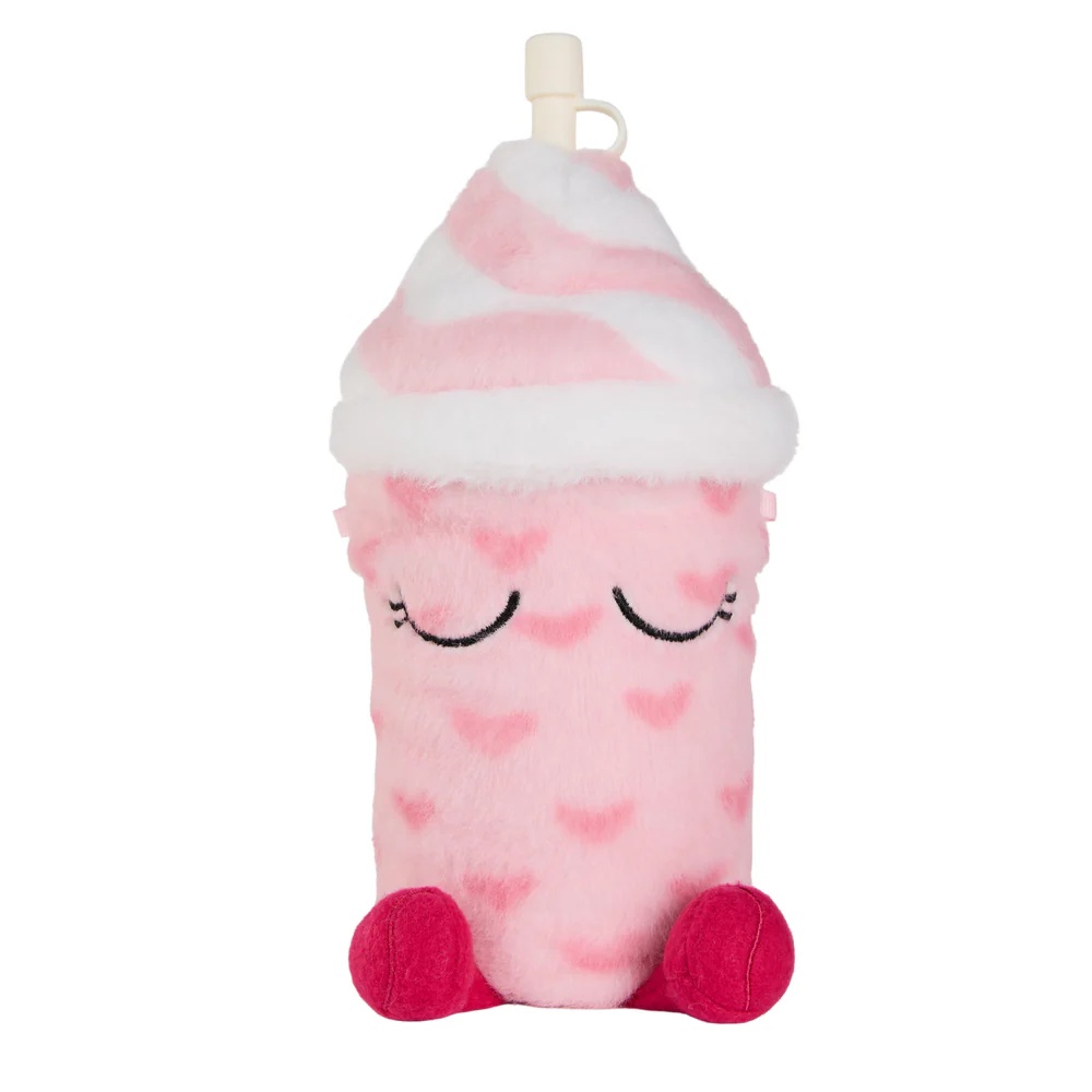 Asobu Isoleerbeker Fuzzie 360ml Lulu The Love Bug - RVS met Pluche Hoes - Double Wall - met Siliconen Rietje