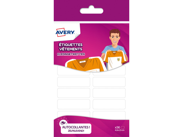Avery Kledingetiketten Zelfklevend Wit 36 stuks