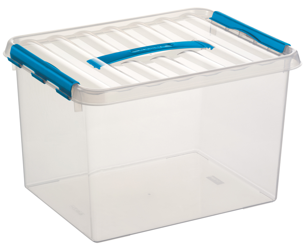 Sunware Opbergbox Q-line 22l Transparant/Blauw - 40x30x26 cm