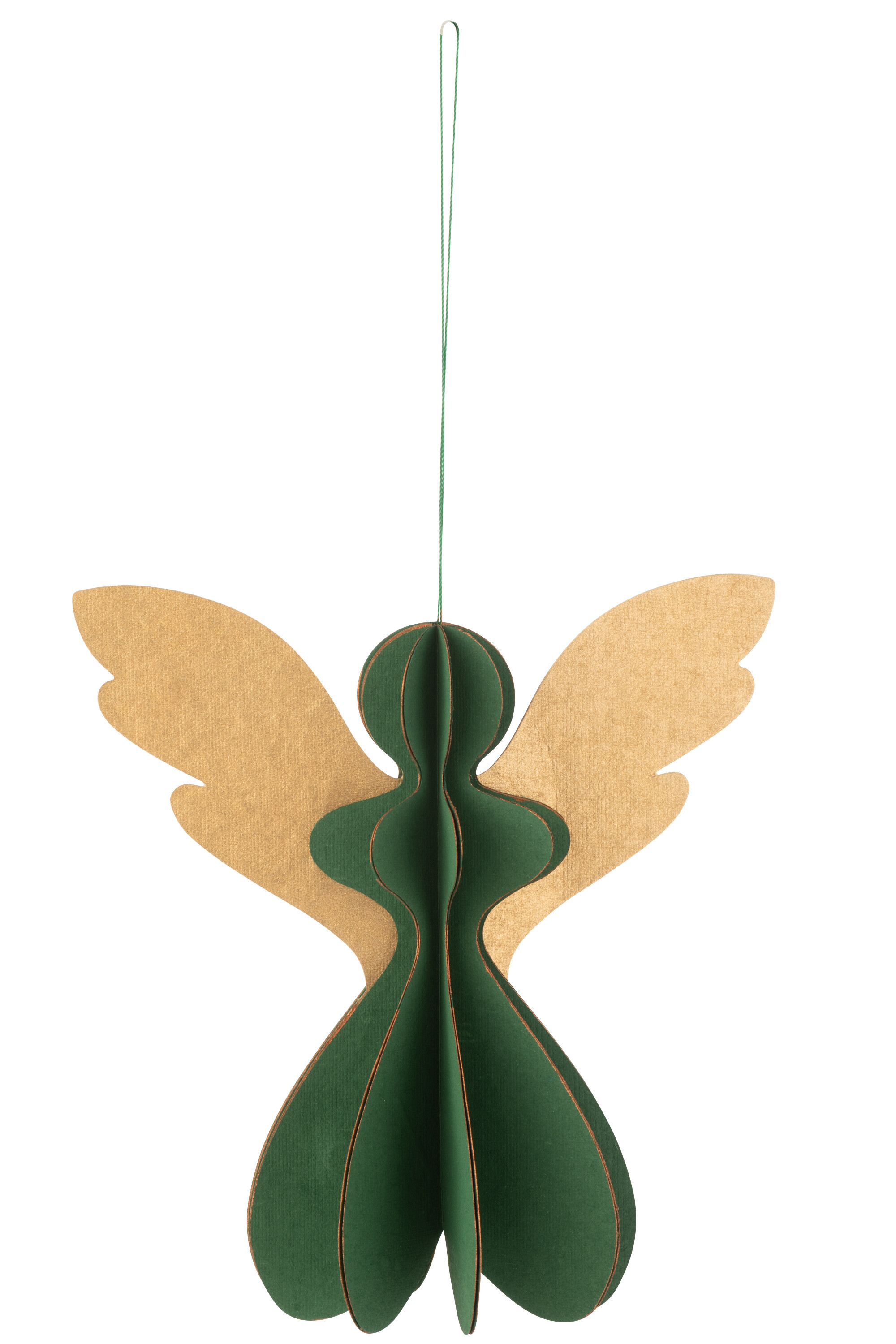 Boomhanger J-Line Engel Papier Groen/Koper - 18x9x18cm Boomhanger J-Line Engel Papier Groen/Koper - 18x9x18cm