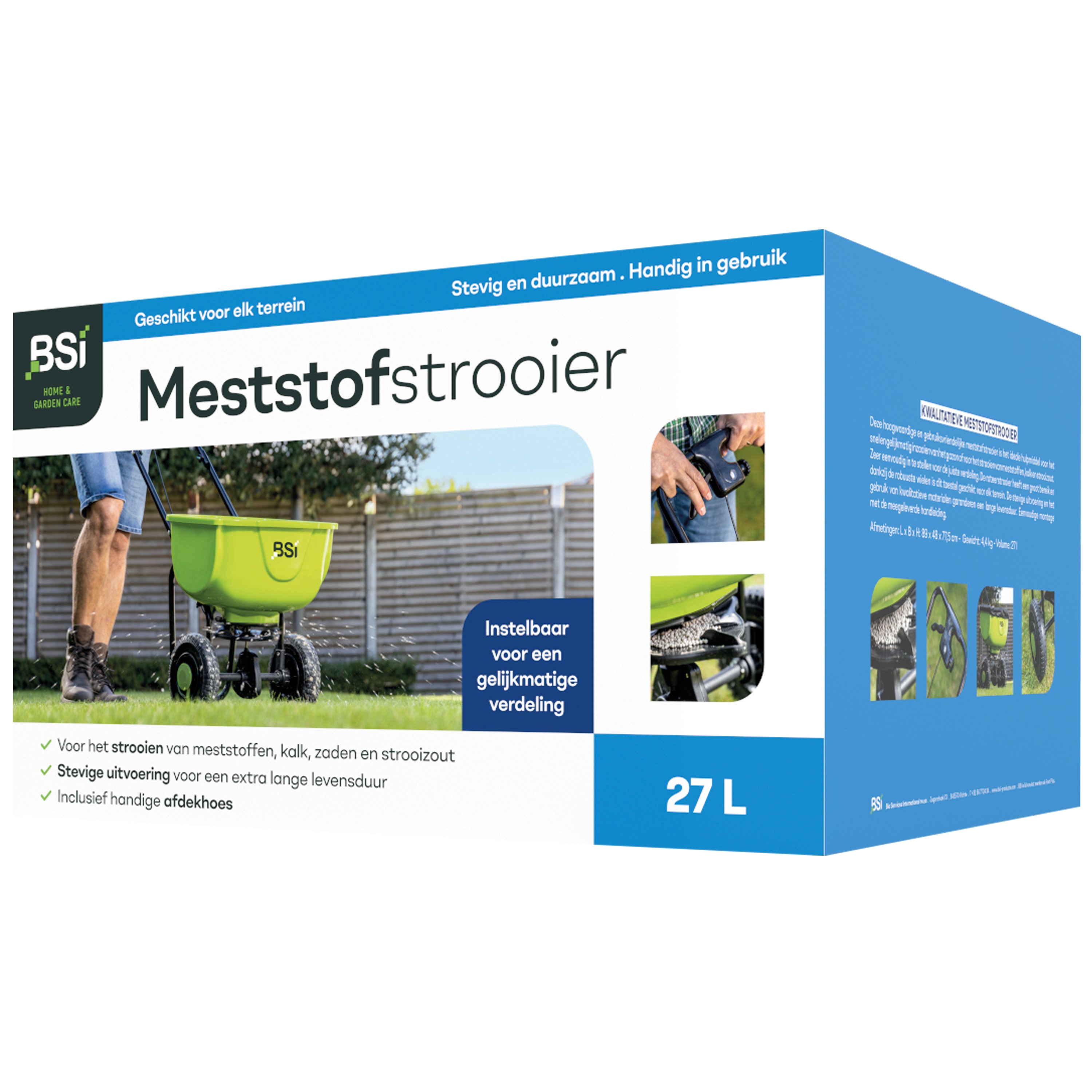 BSI Meststofstrooier met Hoes voor 27 Liter - met PU Banden - Strooiwagen