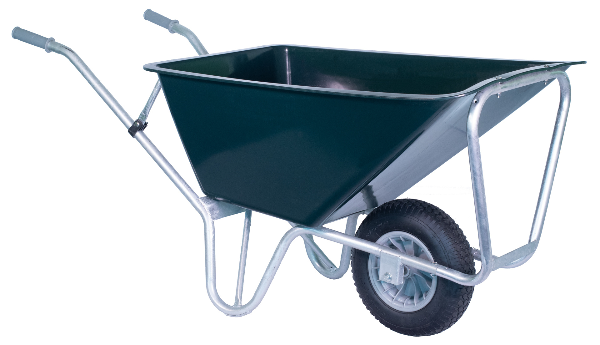 Kruiwagen Groen 160 L voor Tuin en Stal gegalvaniseerd Onderstel met 1 Wiel