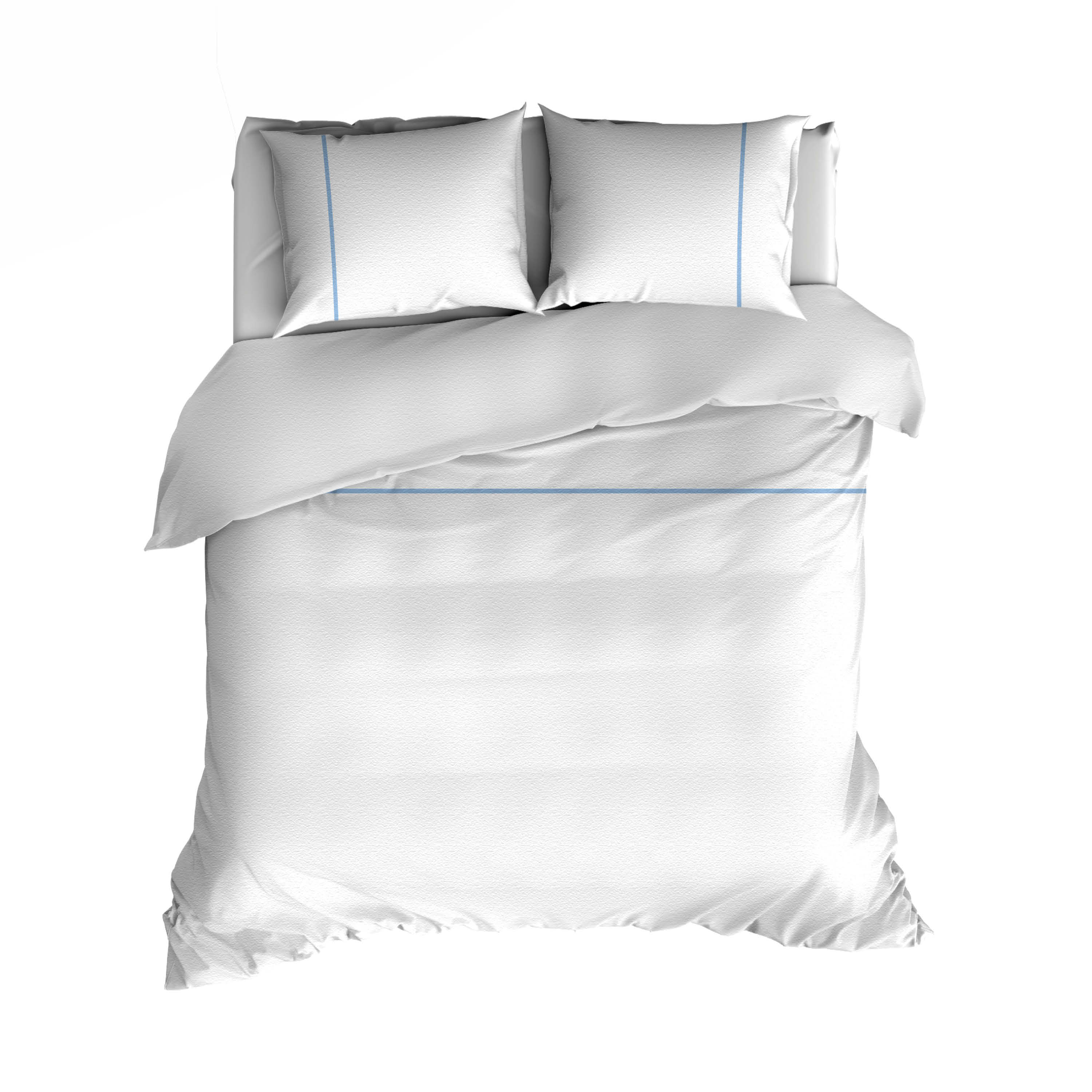 Romanette Basic Dekbedovertrekset 200x220 cm Katoen Wit Blauw met Paspel