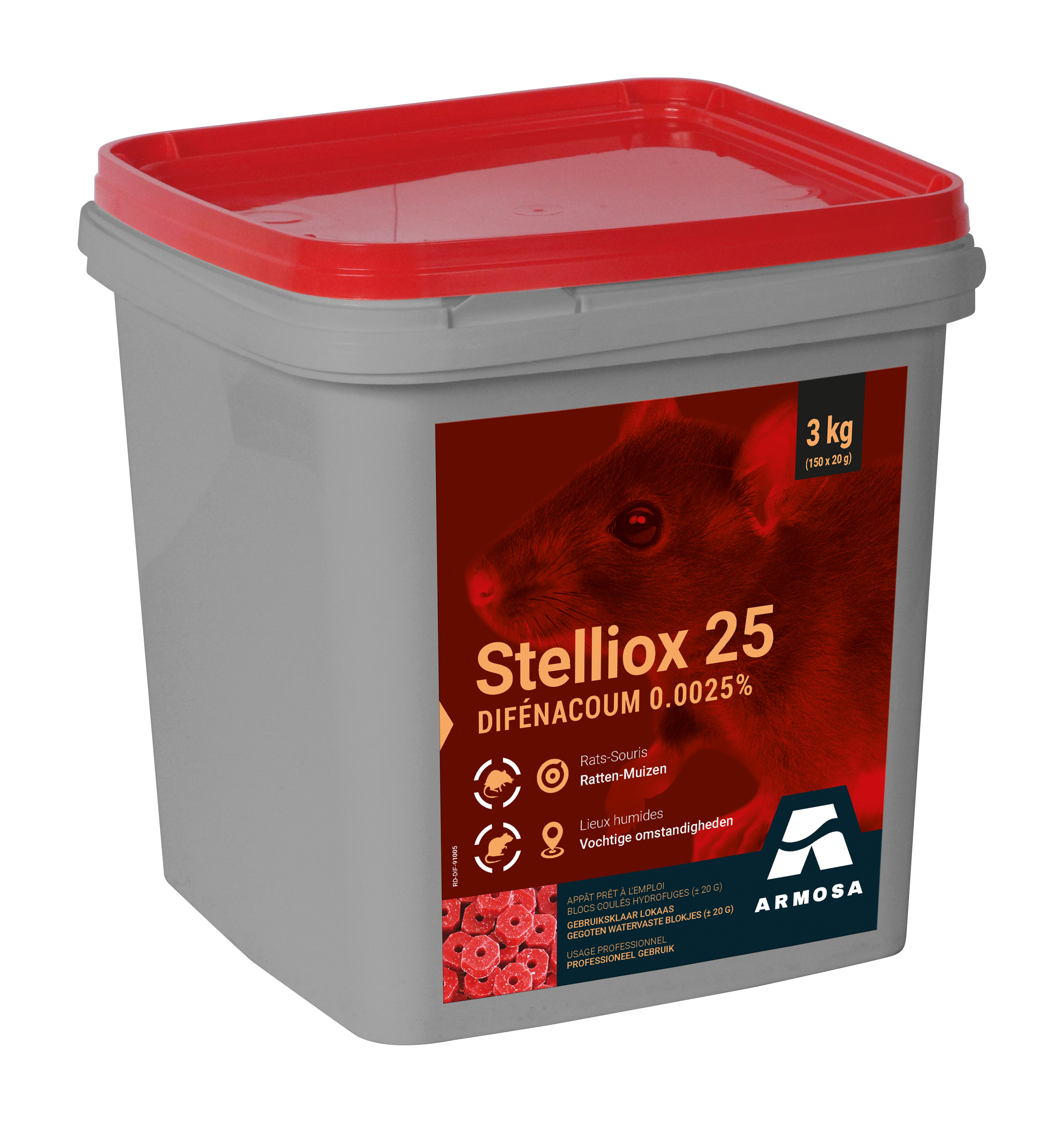 Stelliox Blokken Waterbestendig 3 kg tegen Ratten & Muizen - 150 x 25 g