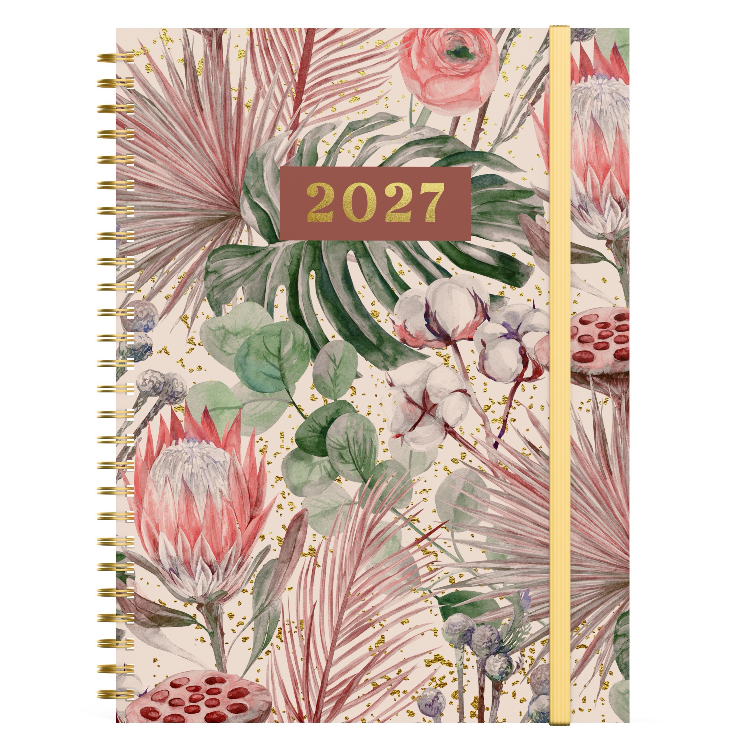 Agenda 2027 Botanic Desk Wire-O Rood 1week/2pag 17x23 cm